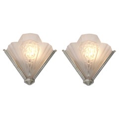 Pair of French Art Deco Glass Sconces by Atelier Petitot