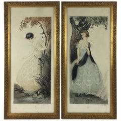 Pair of French Art Deco Gravures by J. Hardy, Signed and Copyrighted