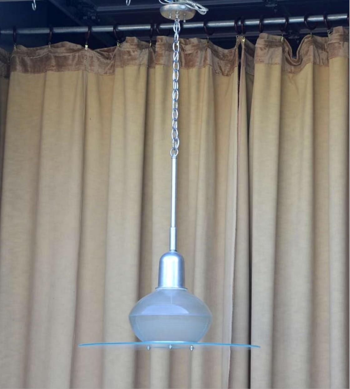 Pair of French Art Deco Hanging Lights In Good Condition For Sale In Los Angeles, CA