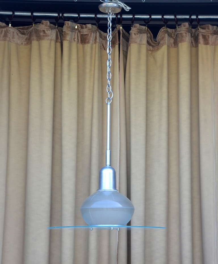 Mid-20th Century Pair of French Art Deco Hanging Lights For Sale