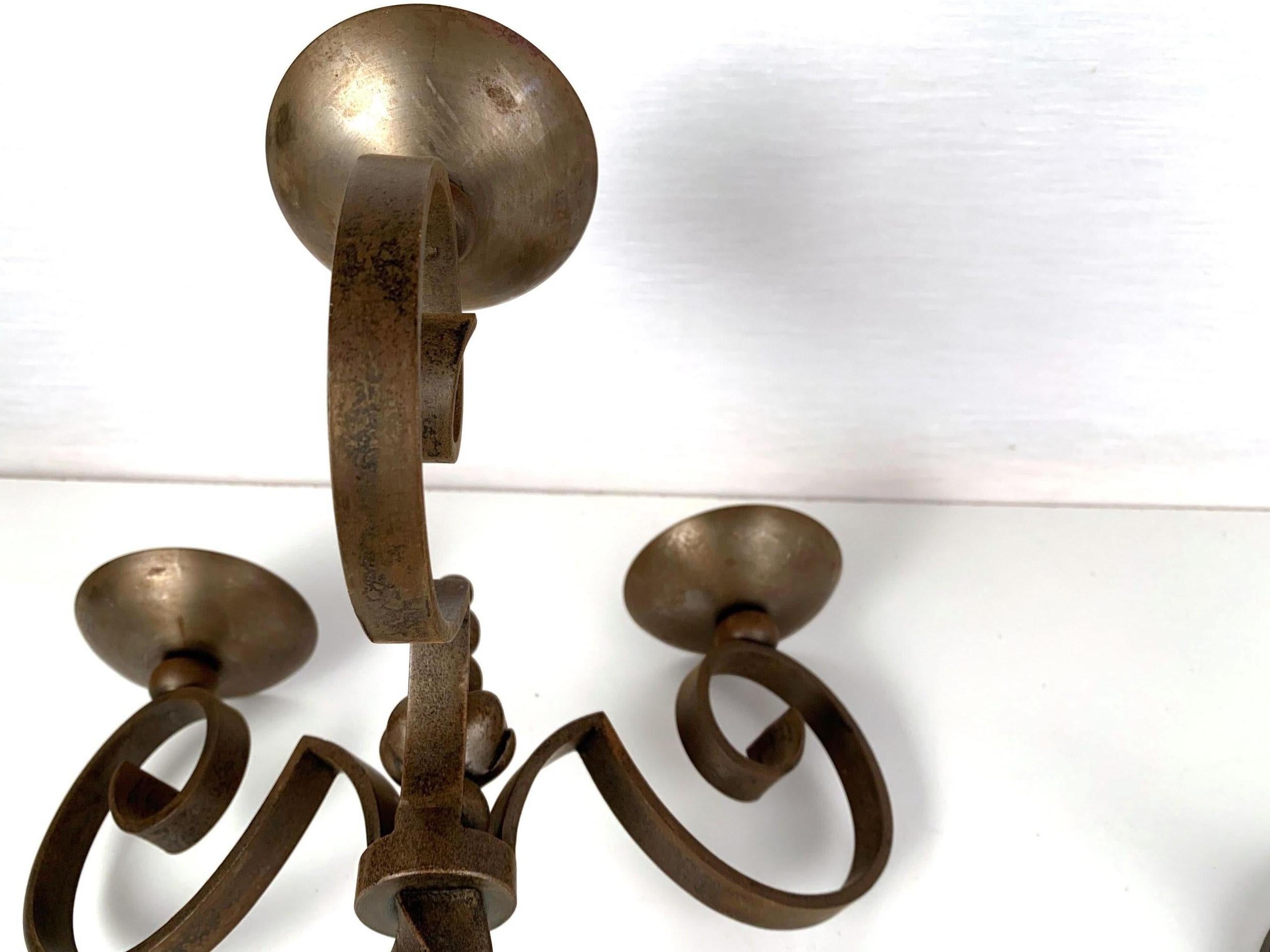 Pair Of French Art-Deco Iron Candelabra For Sale 3