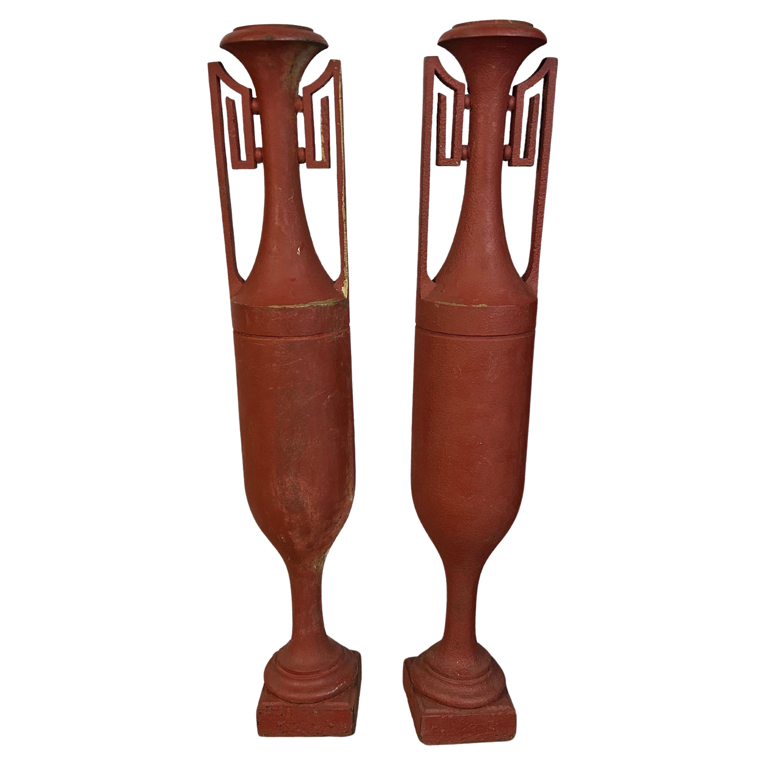 Pair Of French Art Deco Iron Urns
