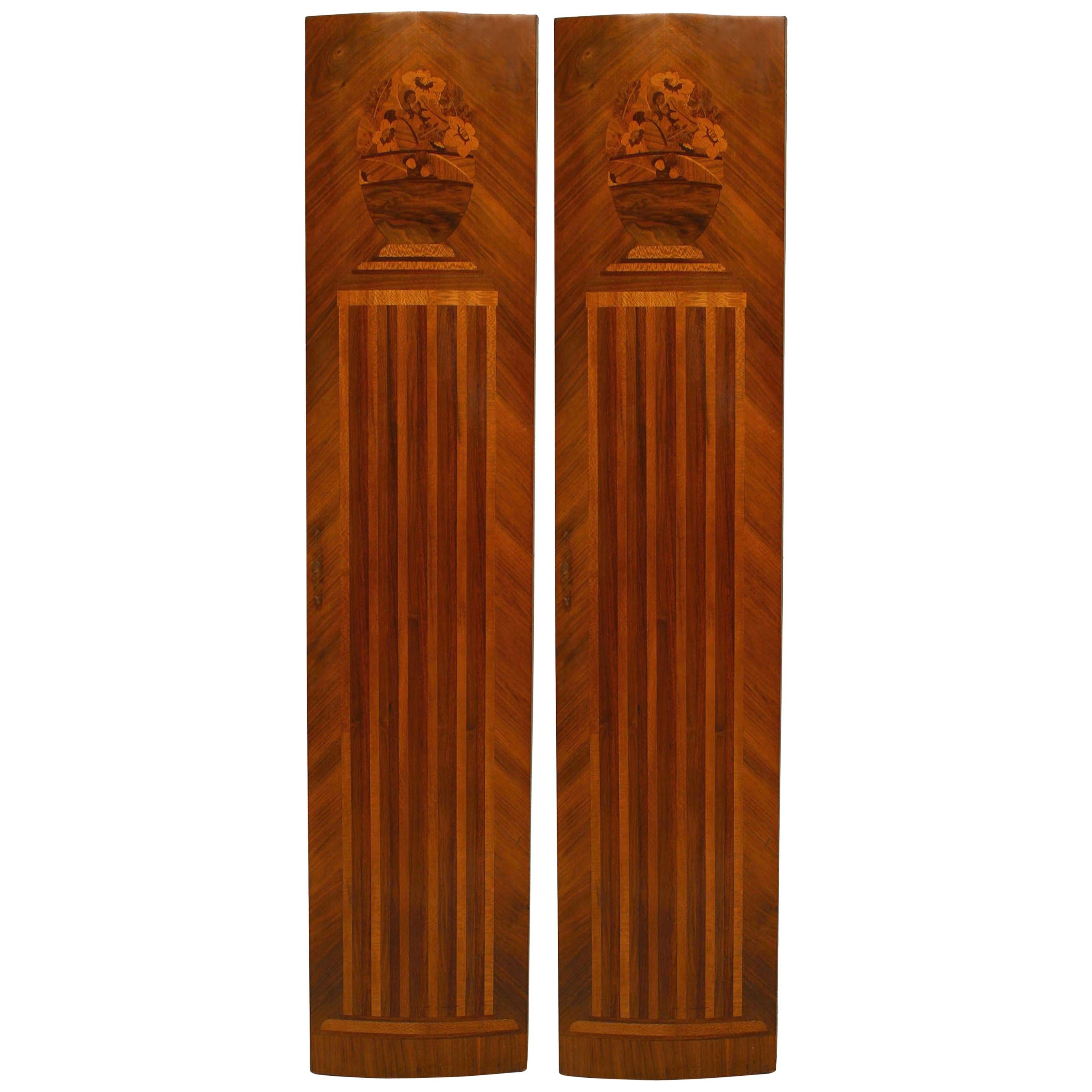 Pair of French Art Deco Kingwood Veneered Pilaster Panels