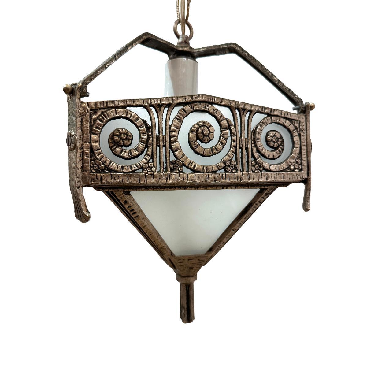 Pair of French Art Deco Lanterns, Sold Individually In Good Condition For Sale In New York, NY