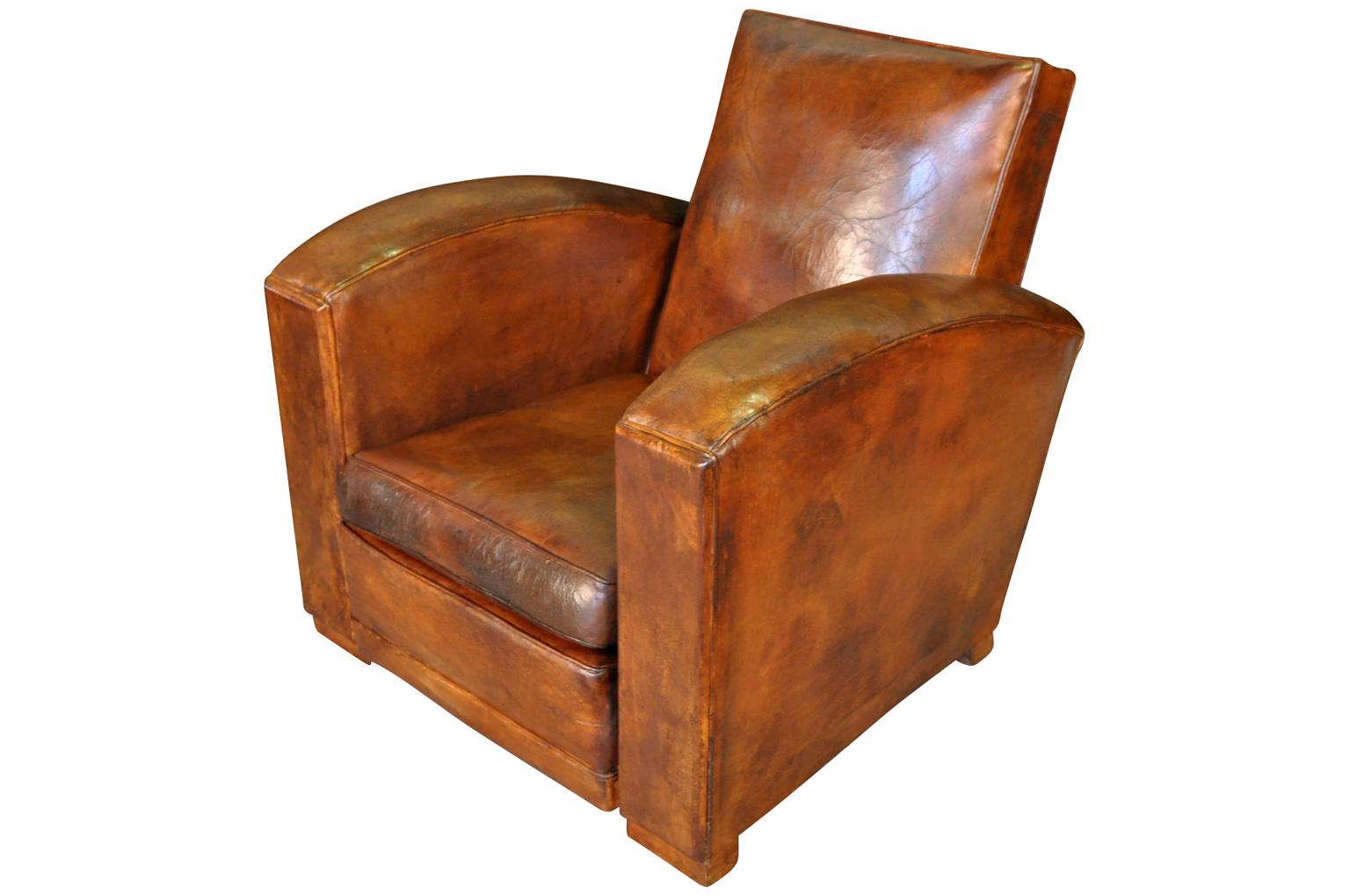 art deco leather chairs