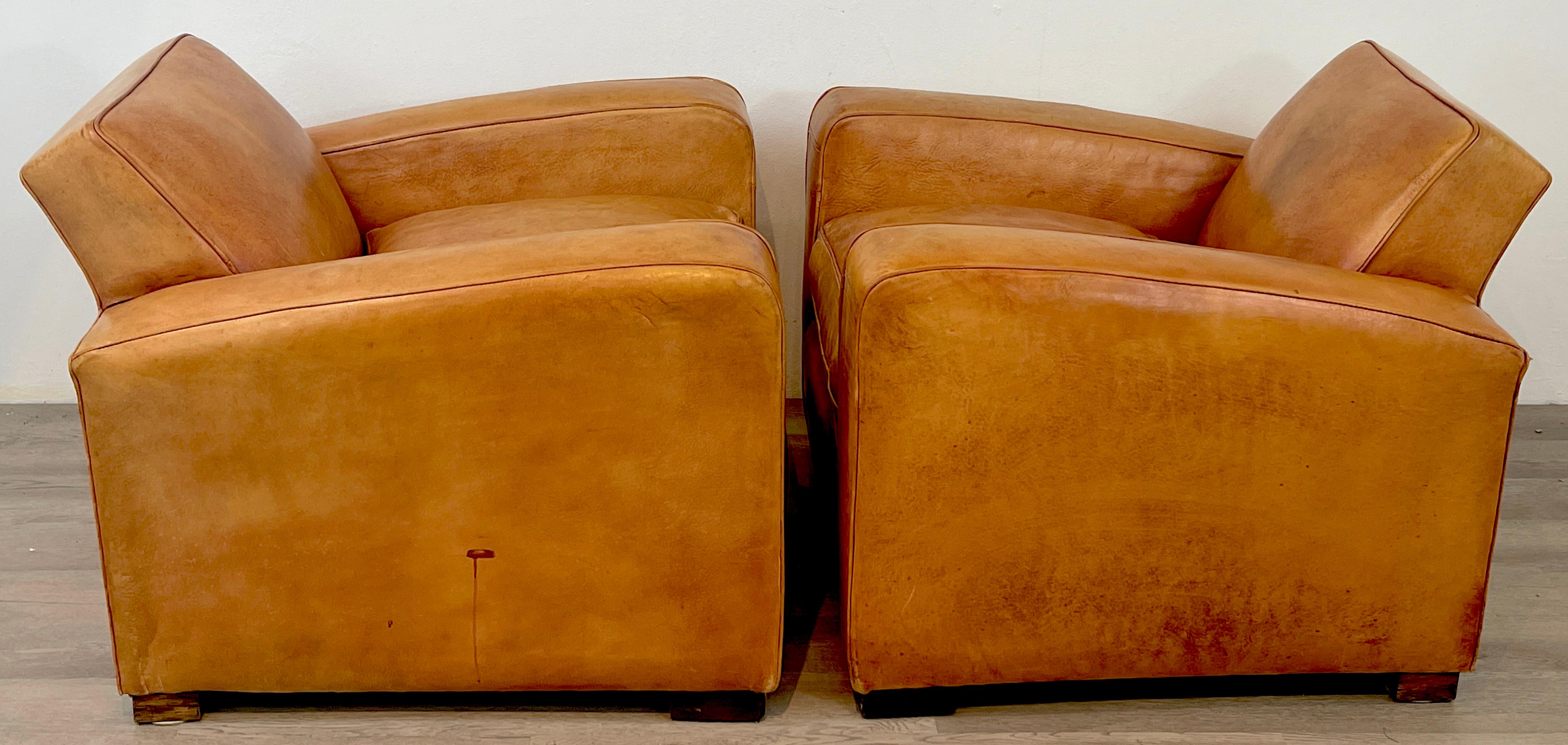 Pair of French Art Deco Leather Club Chairs 3