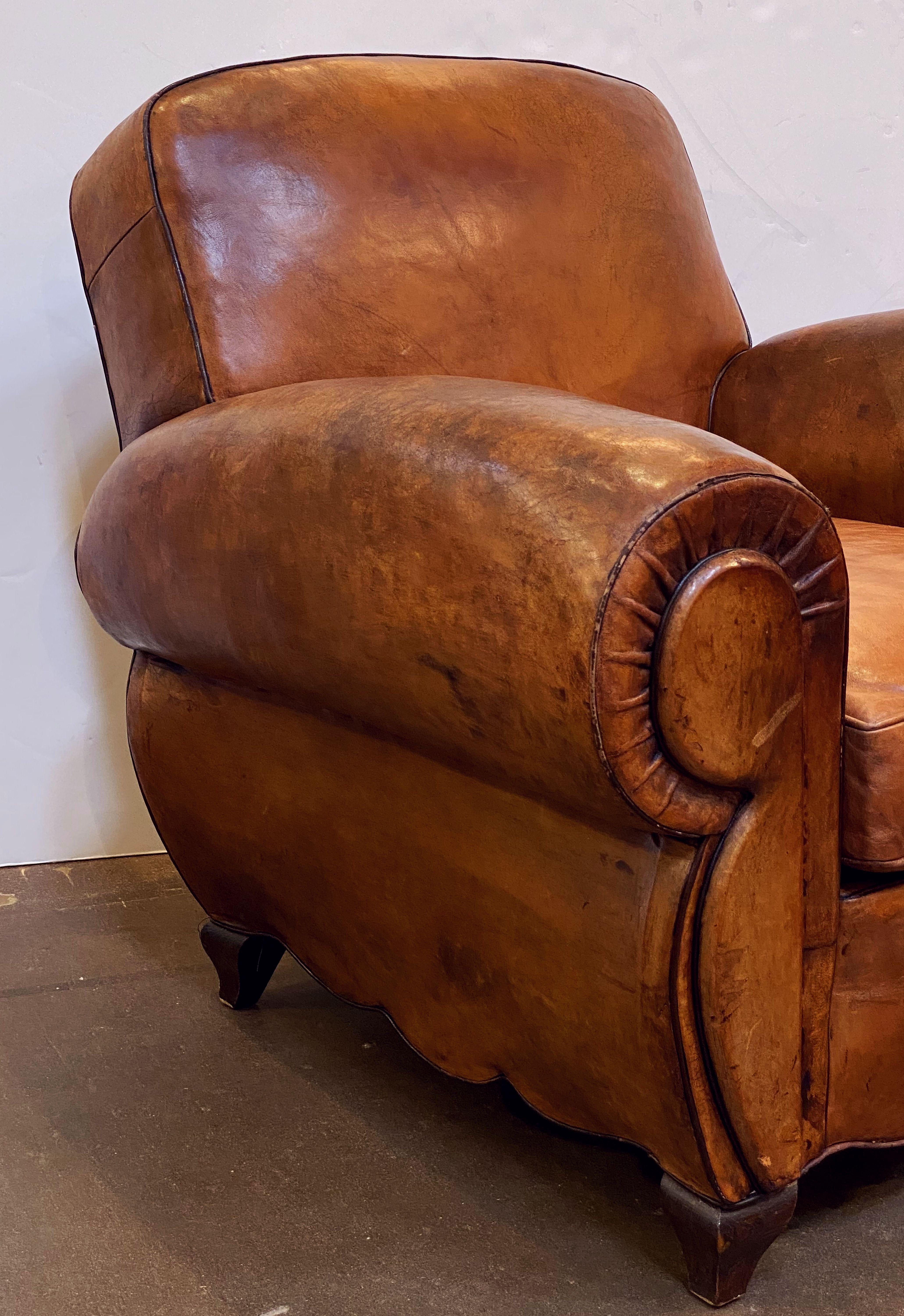Pair of French Art Deco Leather Club Chairs 'Priced Individually' 5