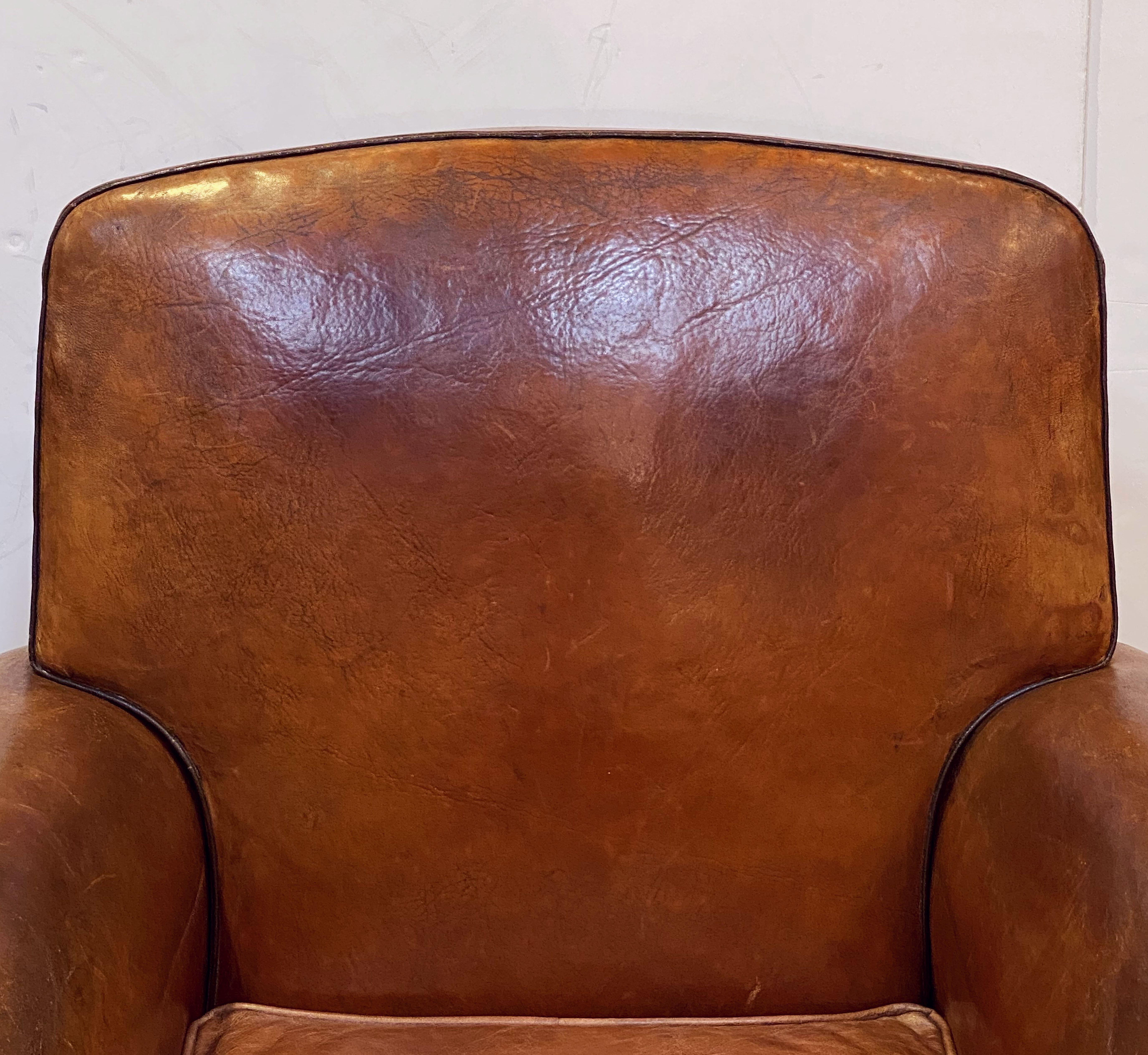 Pair of French Art Deco Leather Club Chairs 'Priced Individually' 7