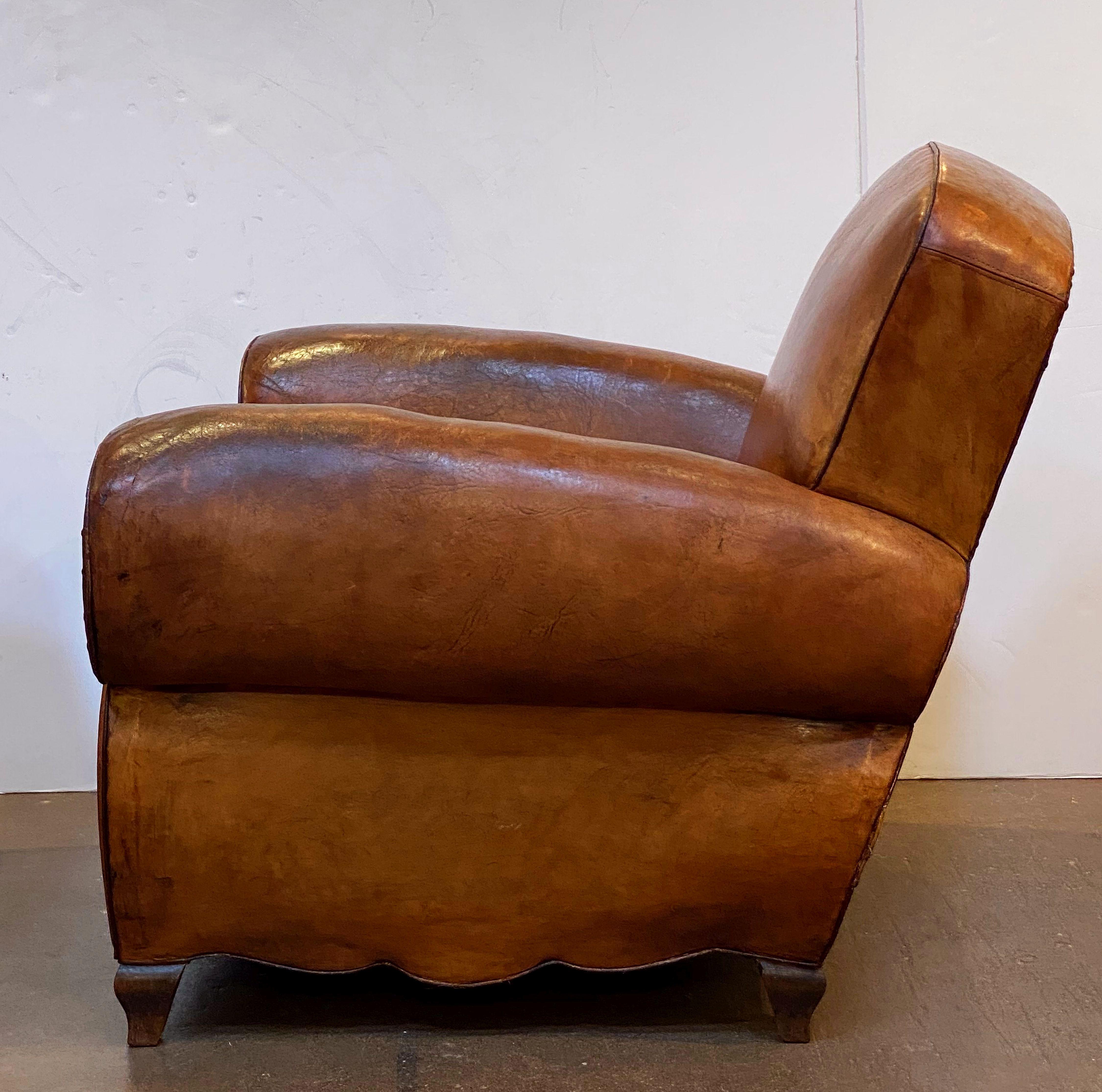 Pair of French Art Deco Leather Club Chairs 'Priced Individually' 9