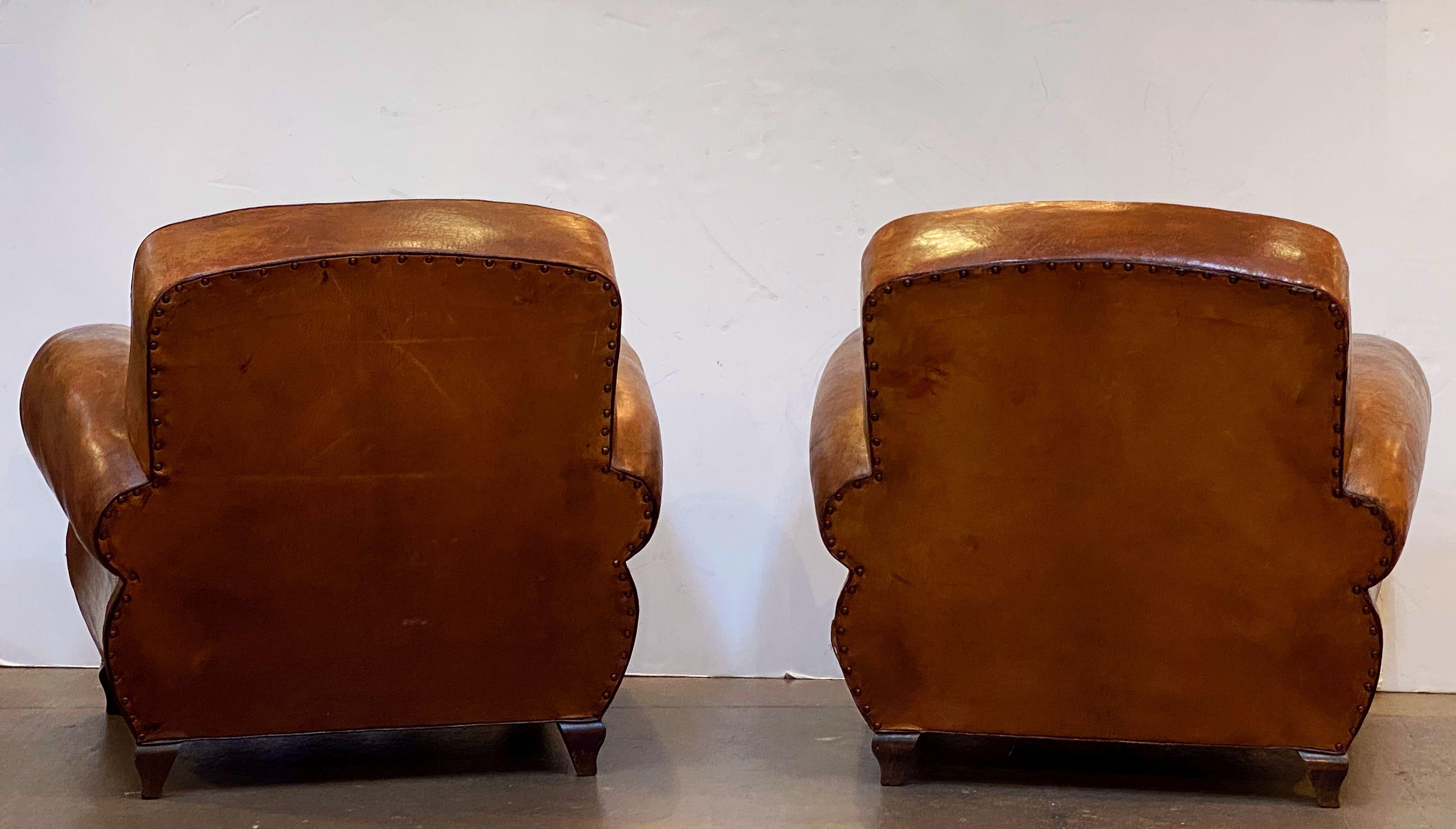 Pair of French Art Deco Leather Club Chairs 'Priced Individually' 11