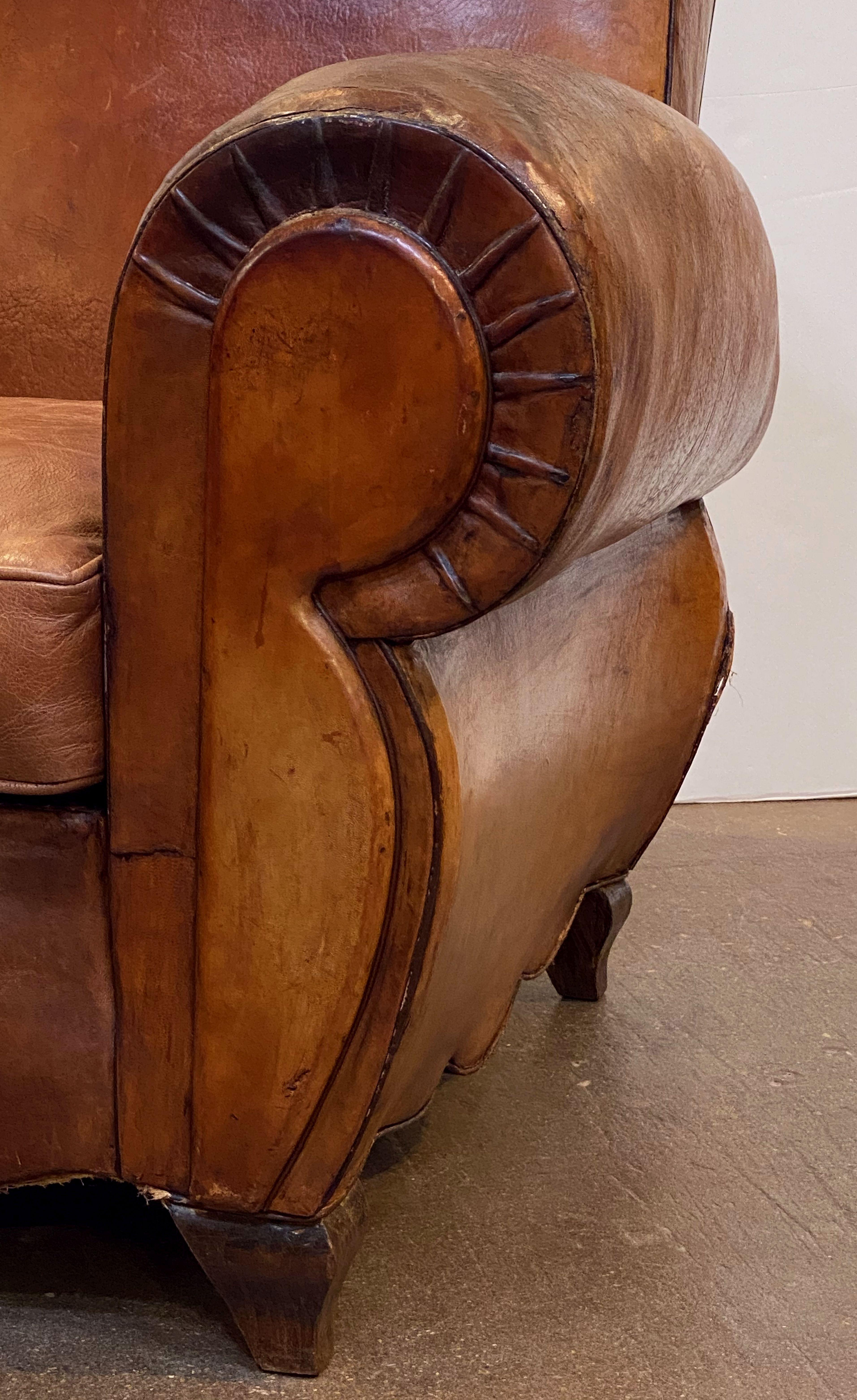 Pair of French Art Deco Leather Club Chairs 'Priced Individually' 2