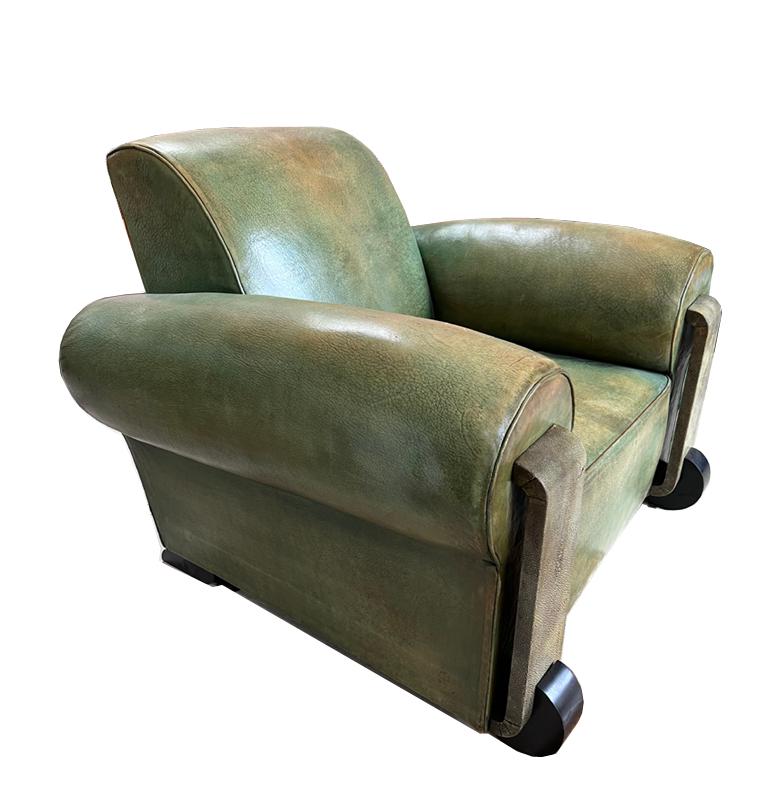 Paire de chaises Art Déco françaises en cuir et galuchat  4