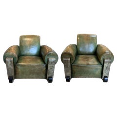 Antique Pair of French Art Deco Leather/Stingray Chairs