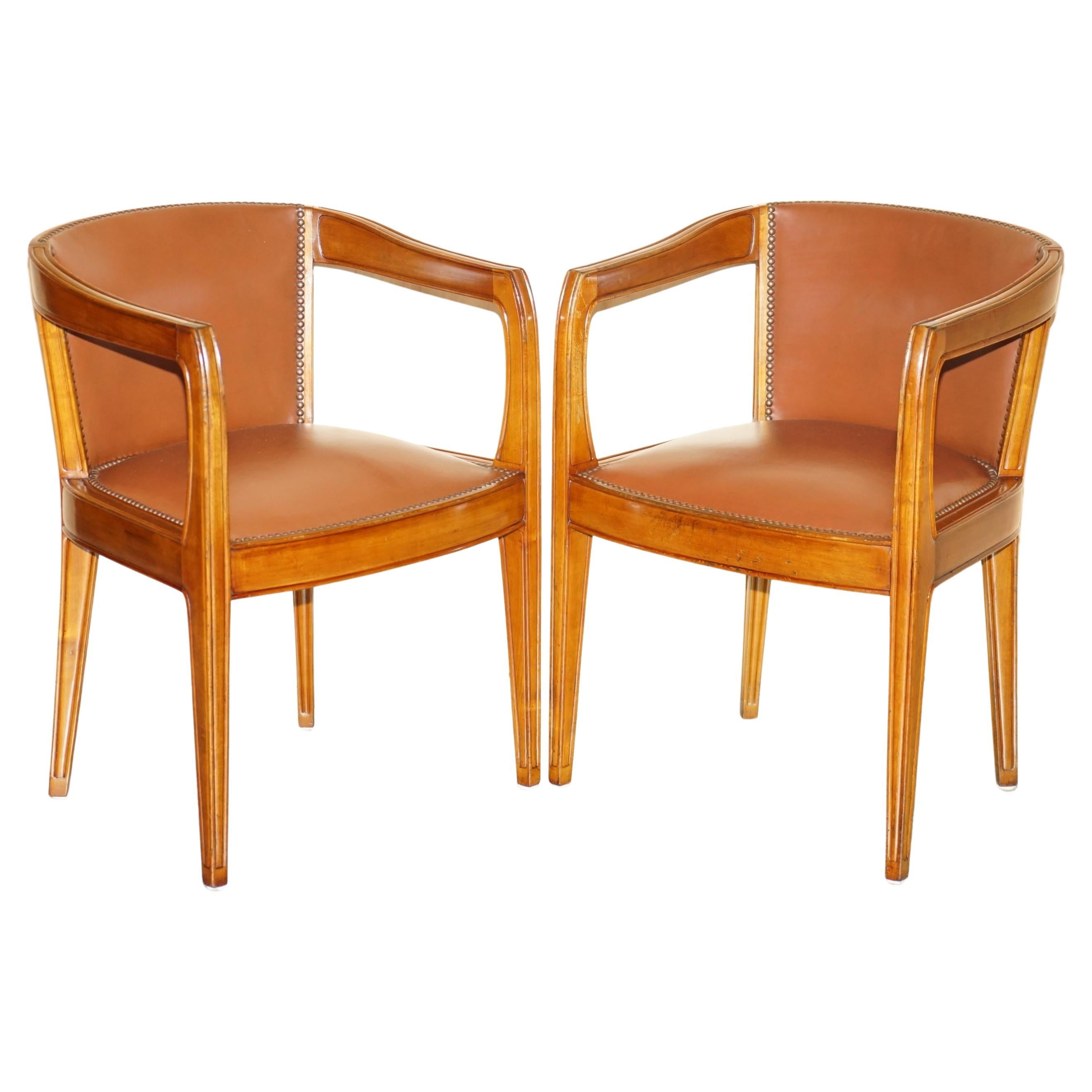 PAIRO DI POLTRONE FRANCESE ART DECO LEON JALLOT ART NOUVEAU IN NOCE PARTE DI UNA SUITE