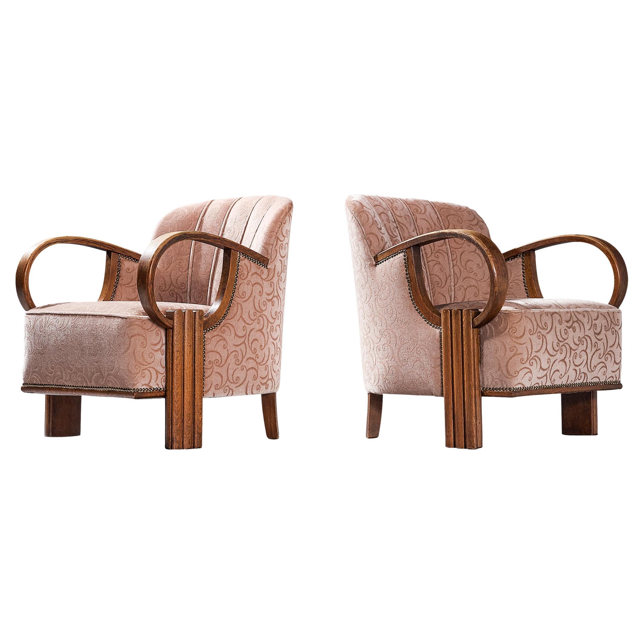 Lounge Chairs Restored in Loro Piana Pink Velvet, Pair at 1stDibs