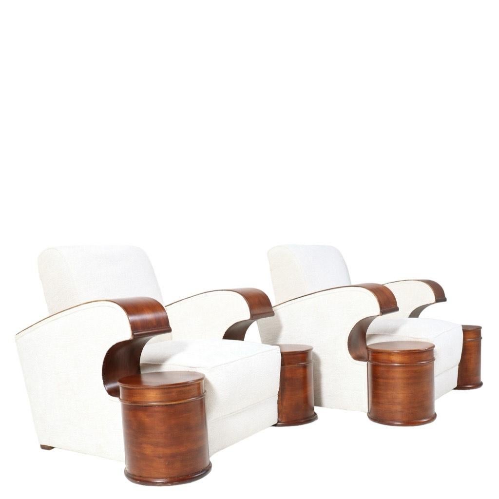 Pair of French Art Deco Lounge Chairs with Bouclé, 1930s In Good Condition For Sale In Amsterdam, NL