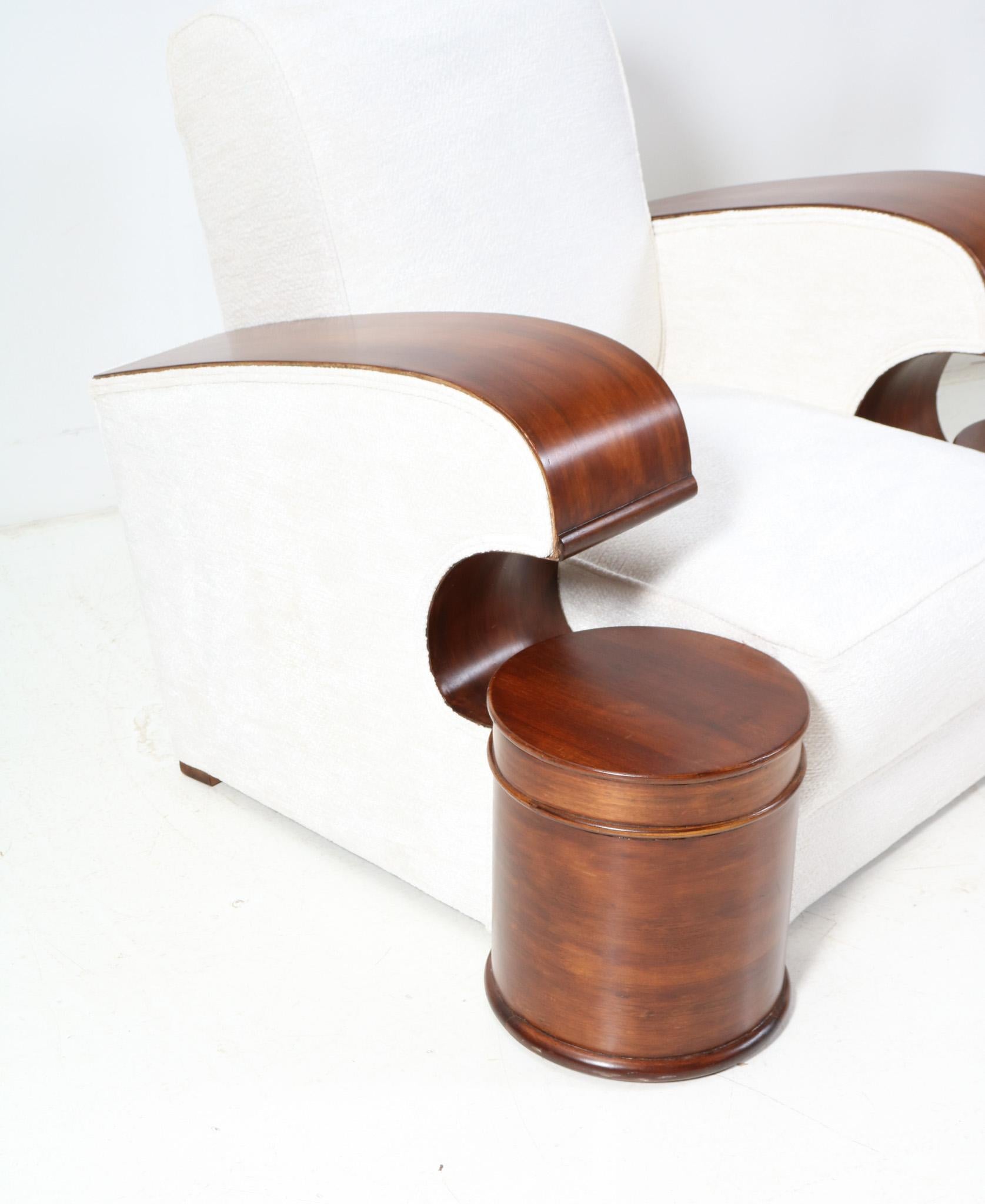 Pair of French Art Deco Lounge Chairs with Bouclé, 1930s For Sale 2
