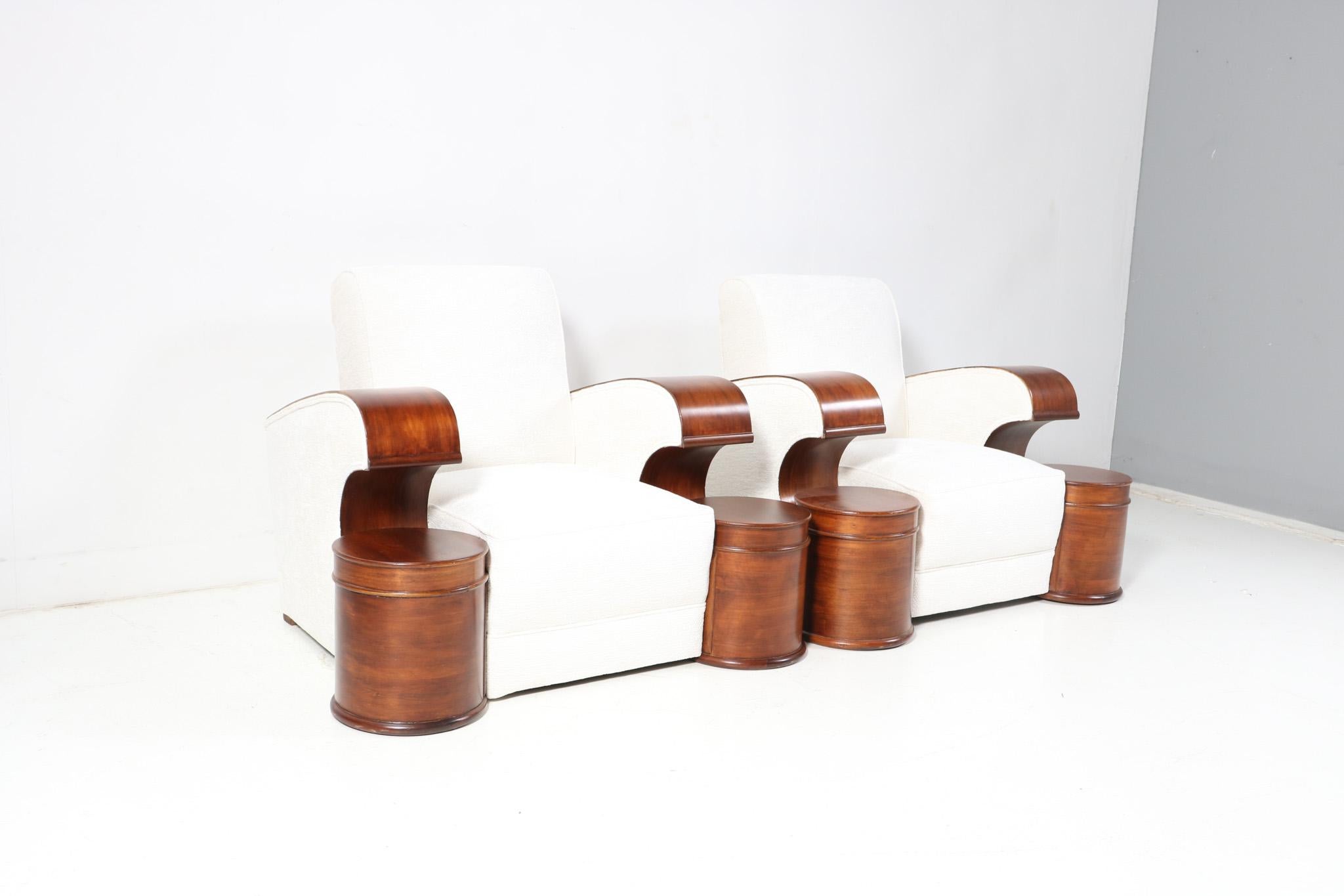Pair of French Art Deco Lounge Chairs with Bouclé, 1930s For Sale 3