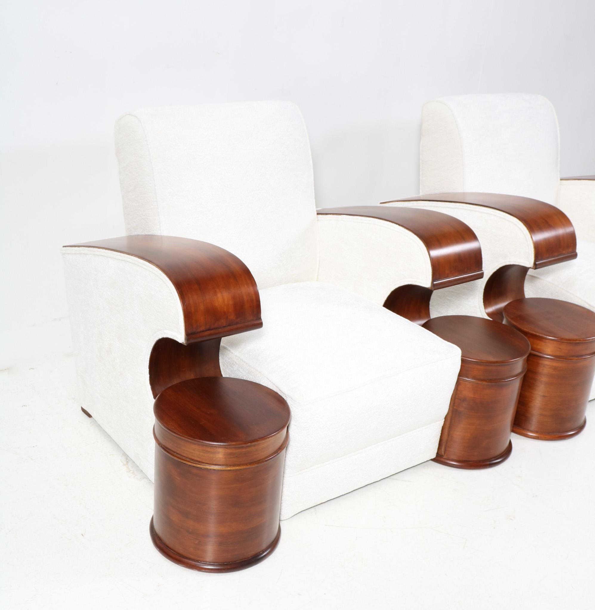 Pair of French Art Deco Lounge Chairs with Bouclé, 1930s For Sale 4