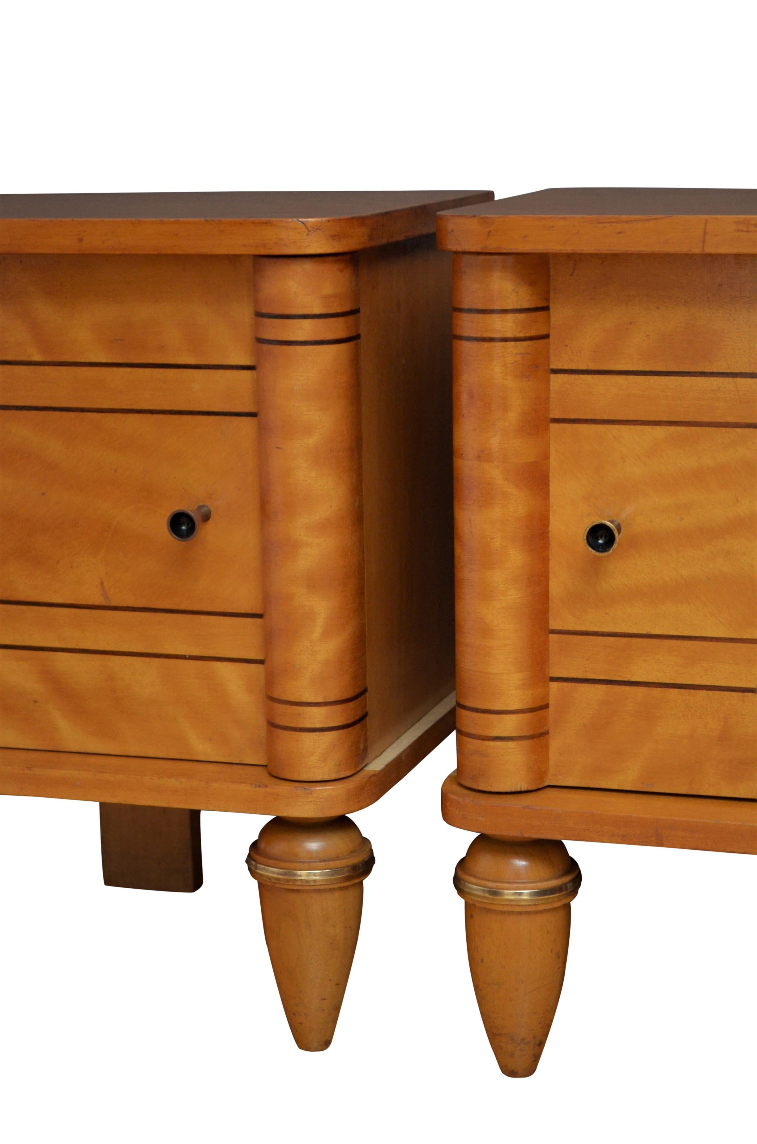 Pair of French Art Deco Low Bedside Cabinets 1