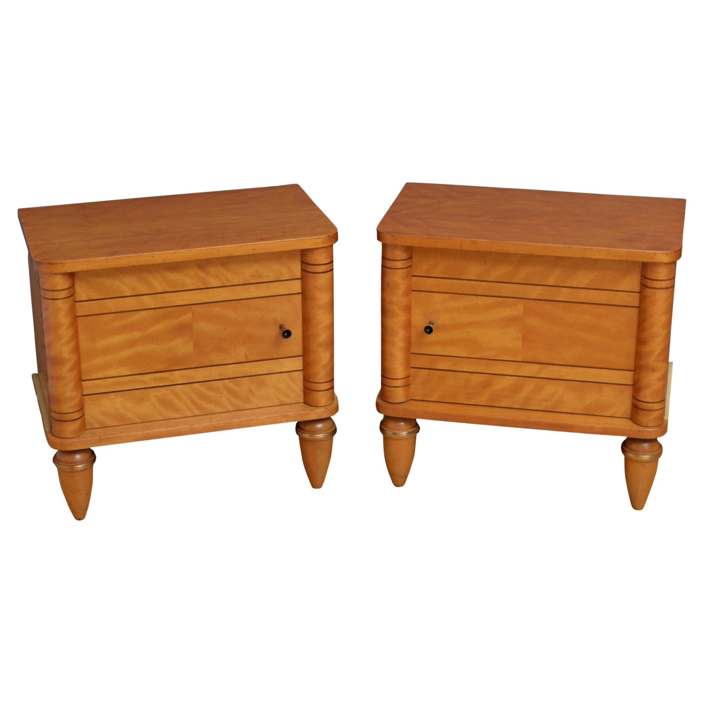 Pair of French Art Deco Low Bedside Cabinets