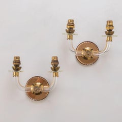 Pair of French Art Deco Lucite Two-Arm Sconces
