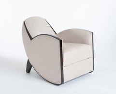 Pair of French Art Deco Macassar Armchairs in the Style of Jules Leleu