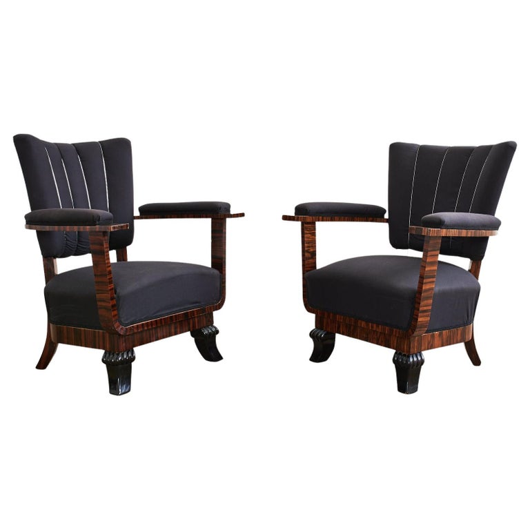 Paire de fauteuils club Art Déco français Macassar - En vente sur 1stDibs