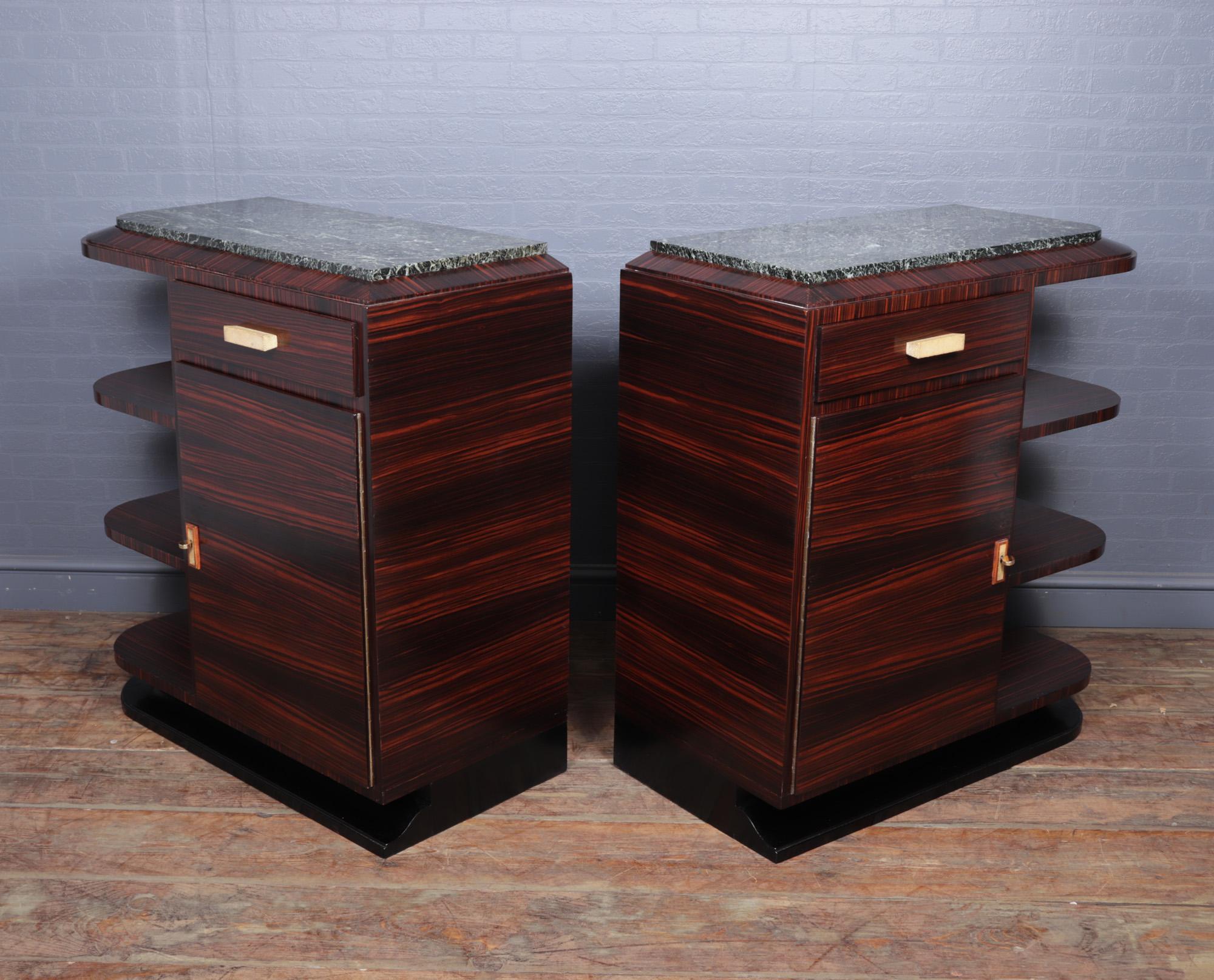 Pair of French Art Deco Macassar Ebony Cabinets For Sale 8