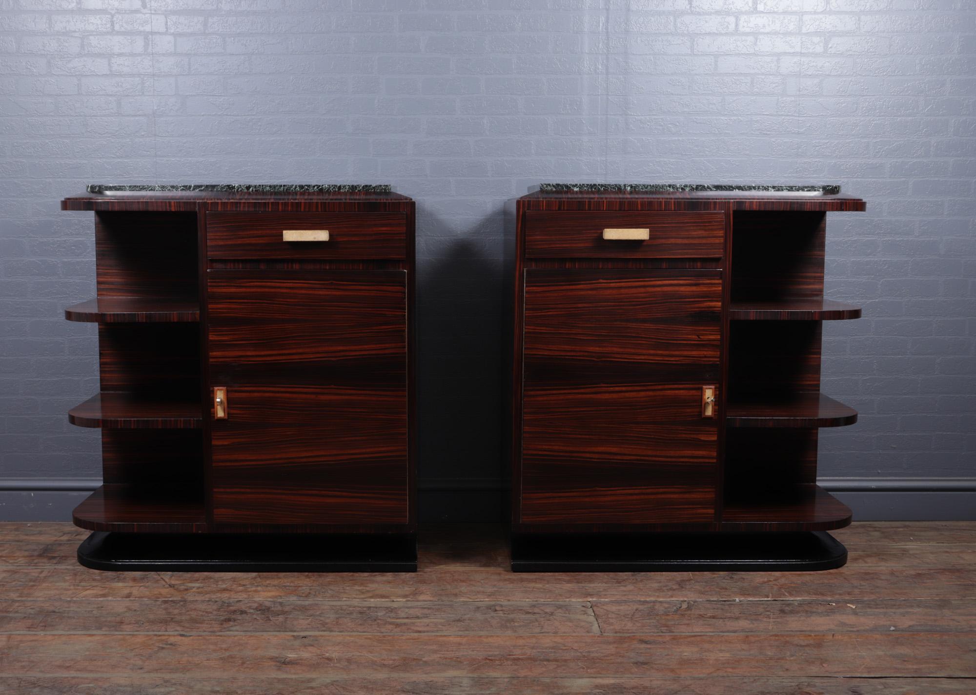 Early 20th Century Pair of French Art Deco Macassar Ebony Cabinets For Sale