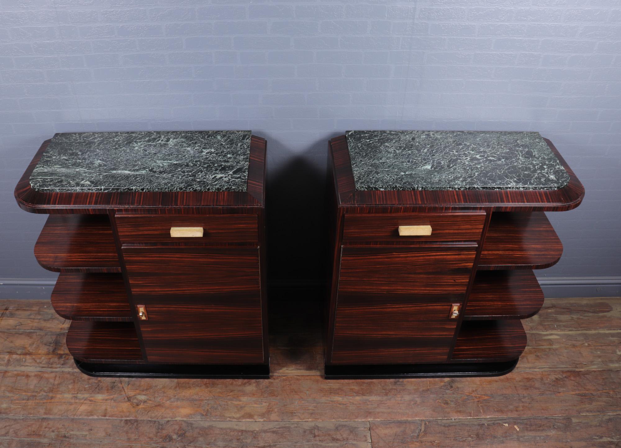 Pair of French Art Deco Macassar Ebony Cabinets For Sale 1