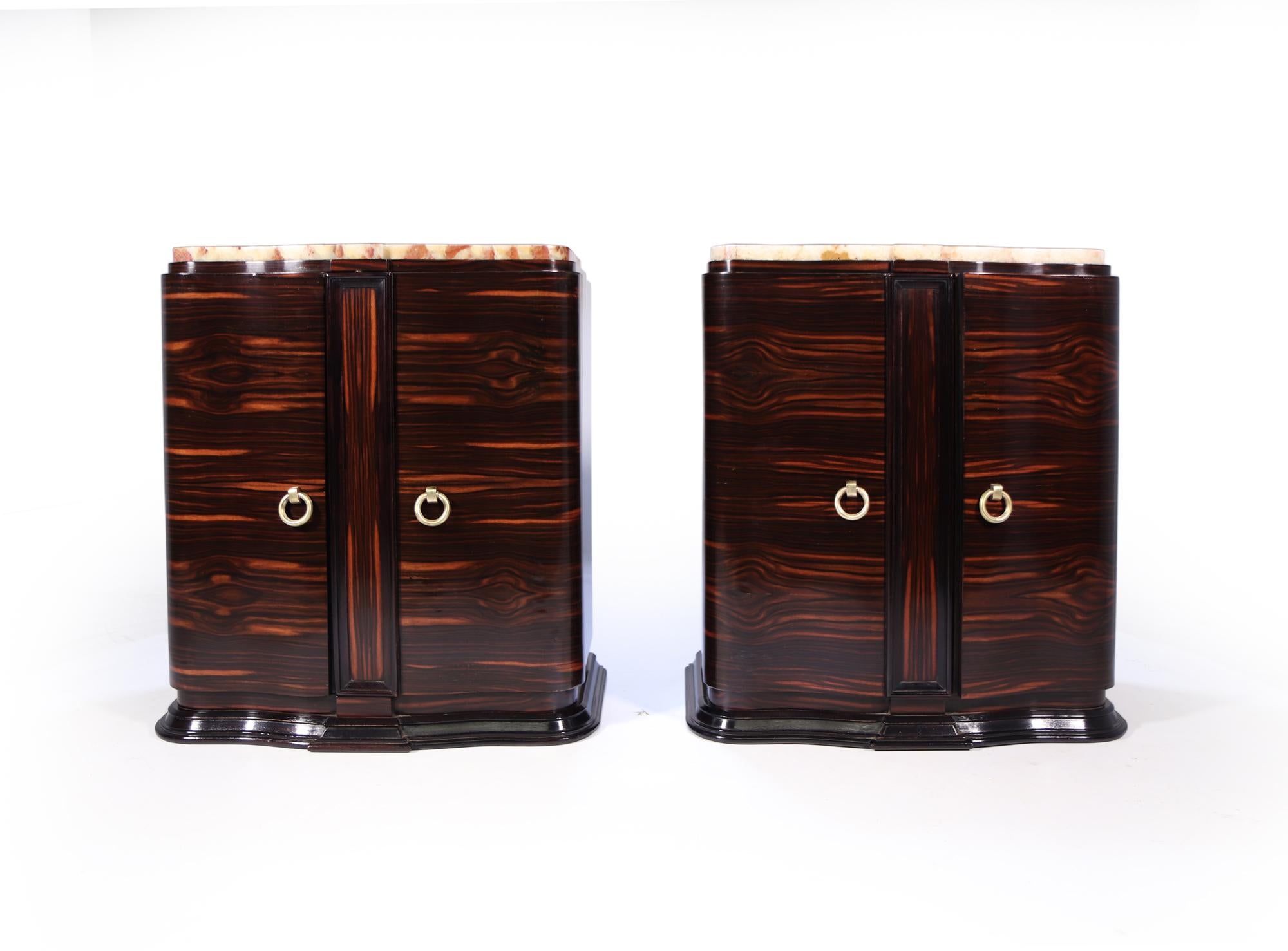 Pair of French Art Deco Macassar Ebony Side Cabinets 6
