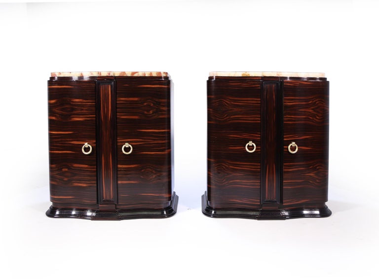Pair of French Art Deco Macassar Ebony Side Cabinets For Sale 7