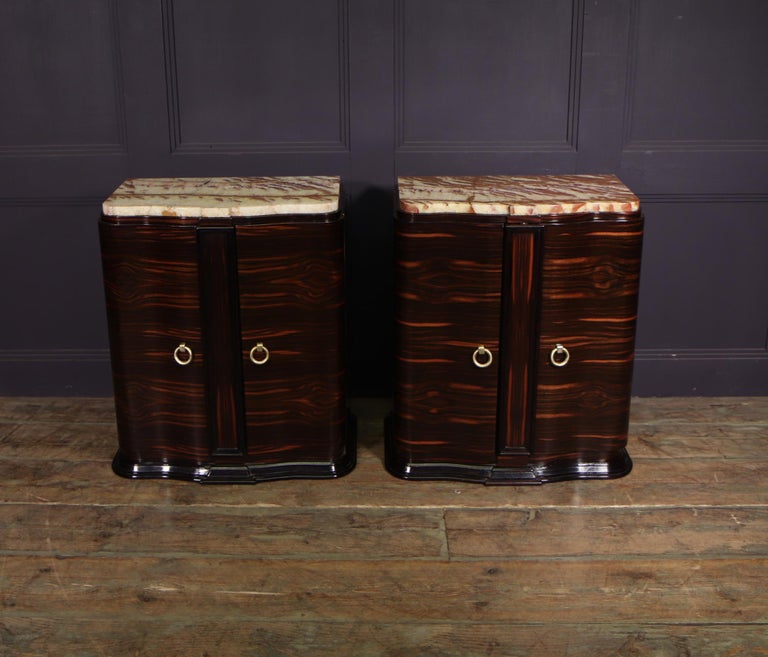 Pair of French Art Deco Macassar Ebony Side Cabinets In Good Condition For Sale In Paddock Wood Tonbridge, GB