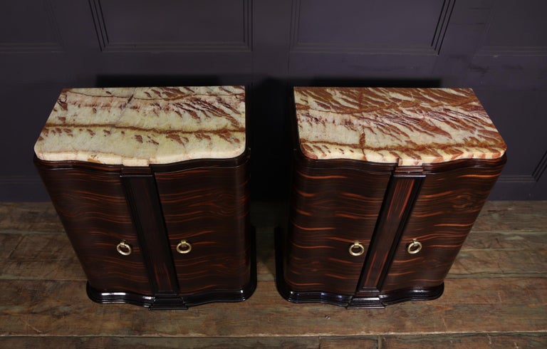 Early 20th Century Pair of French Art Deco Macassar Ebony Side Cabinets For Sale