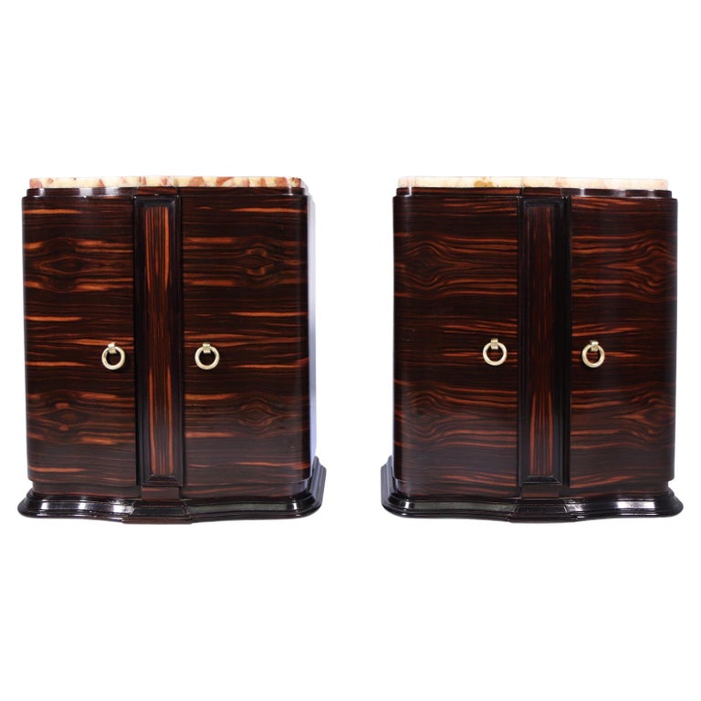 Pair of French Art Deco Macassar Ebony Side Cabinets For Sale