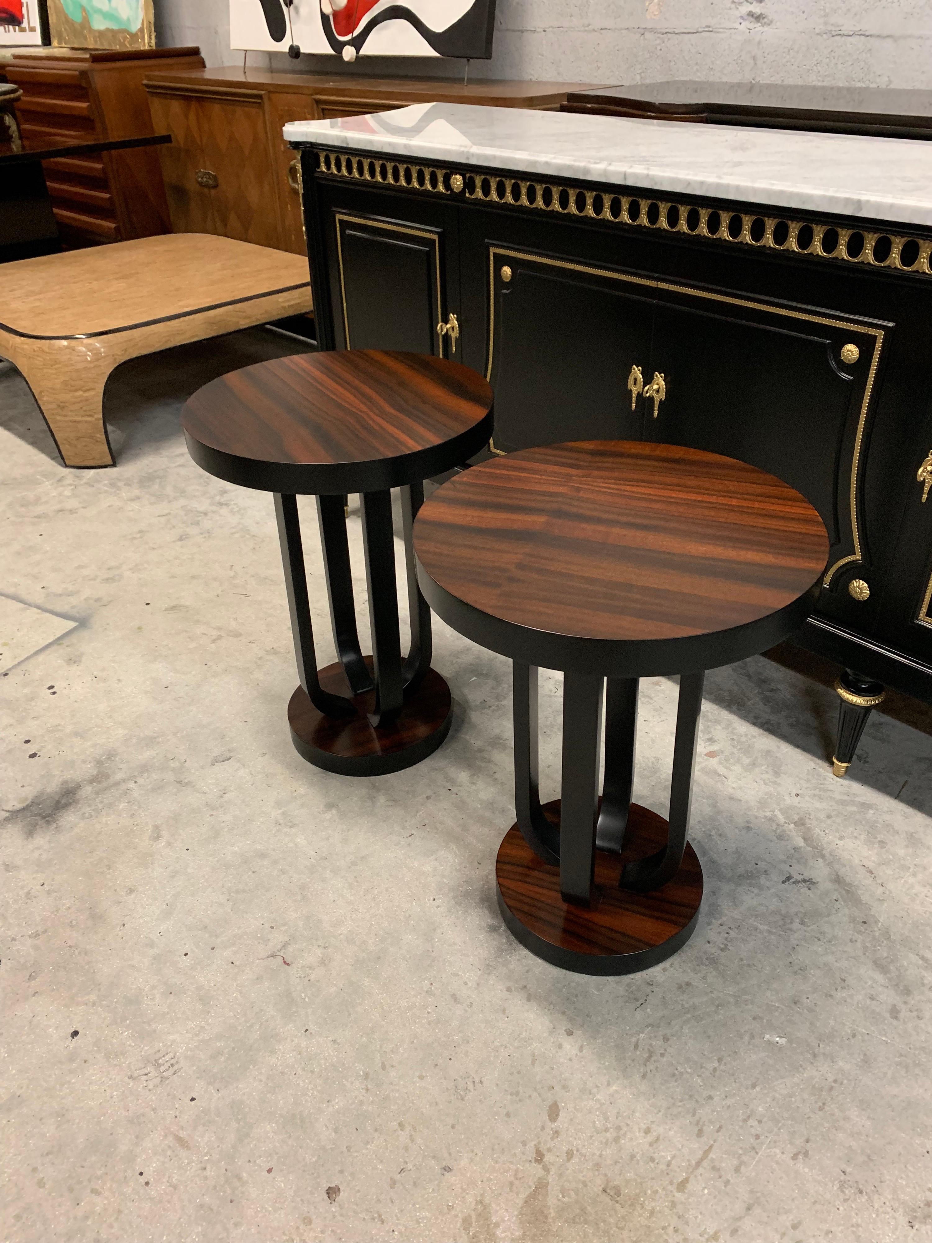 Pair of French Macassar Ebony Side Table or Accent Table 4