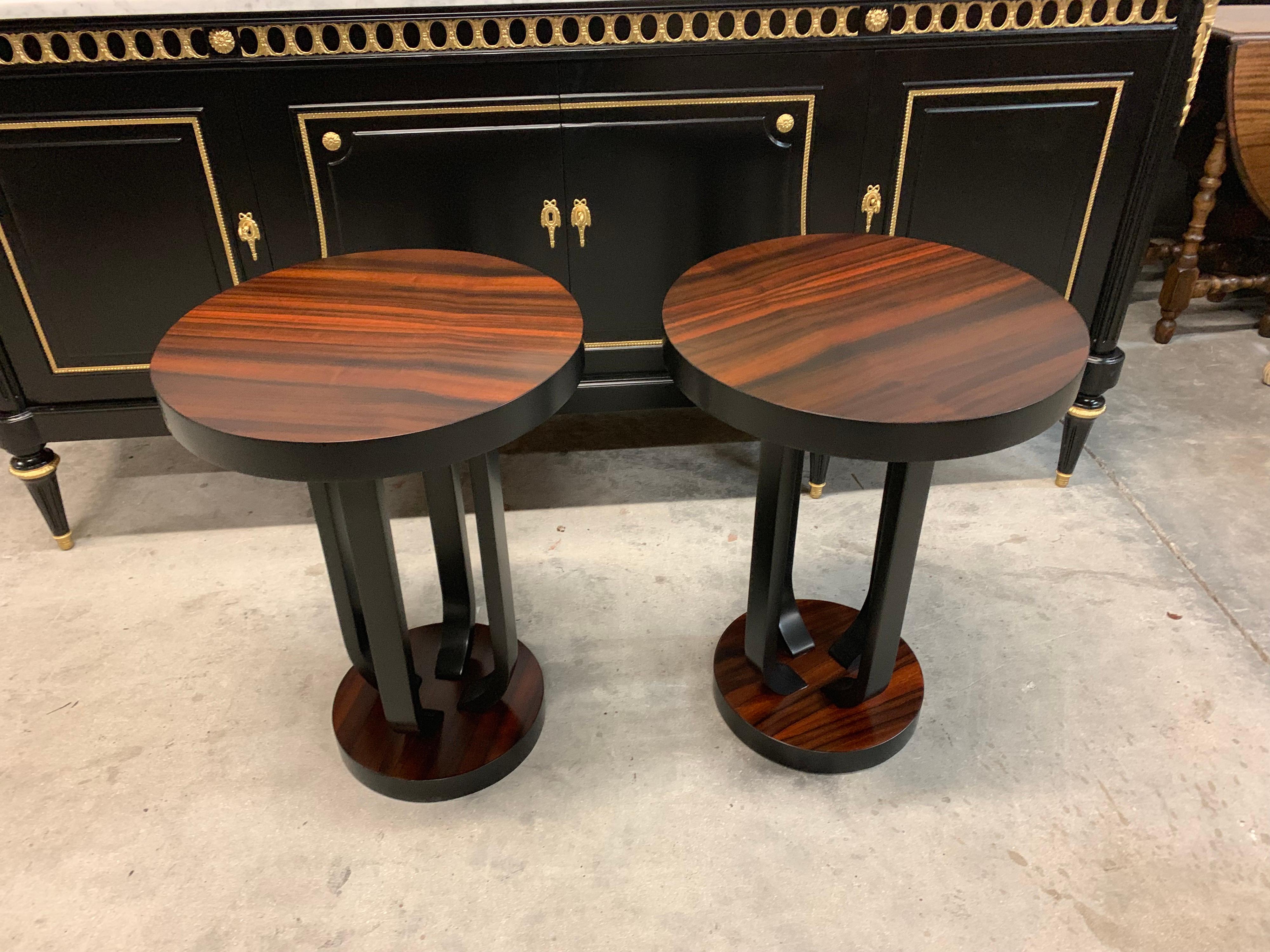 Pair of French Macassar Ebony Side Table or Accent Table 5