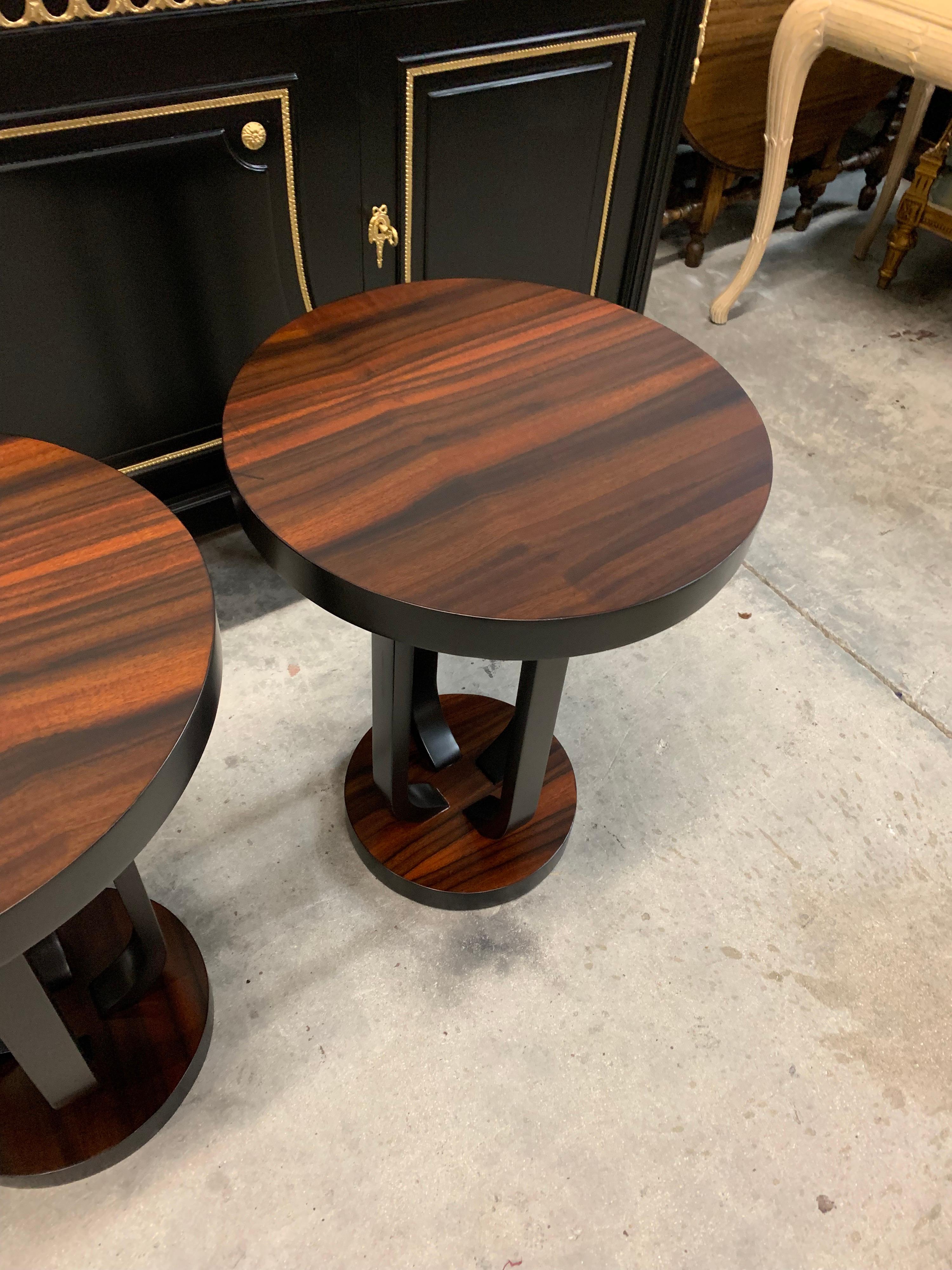Pair of French Macassar Ebony Side Table or Accent Table 8