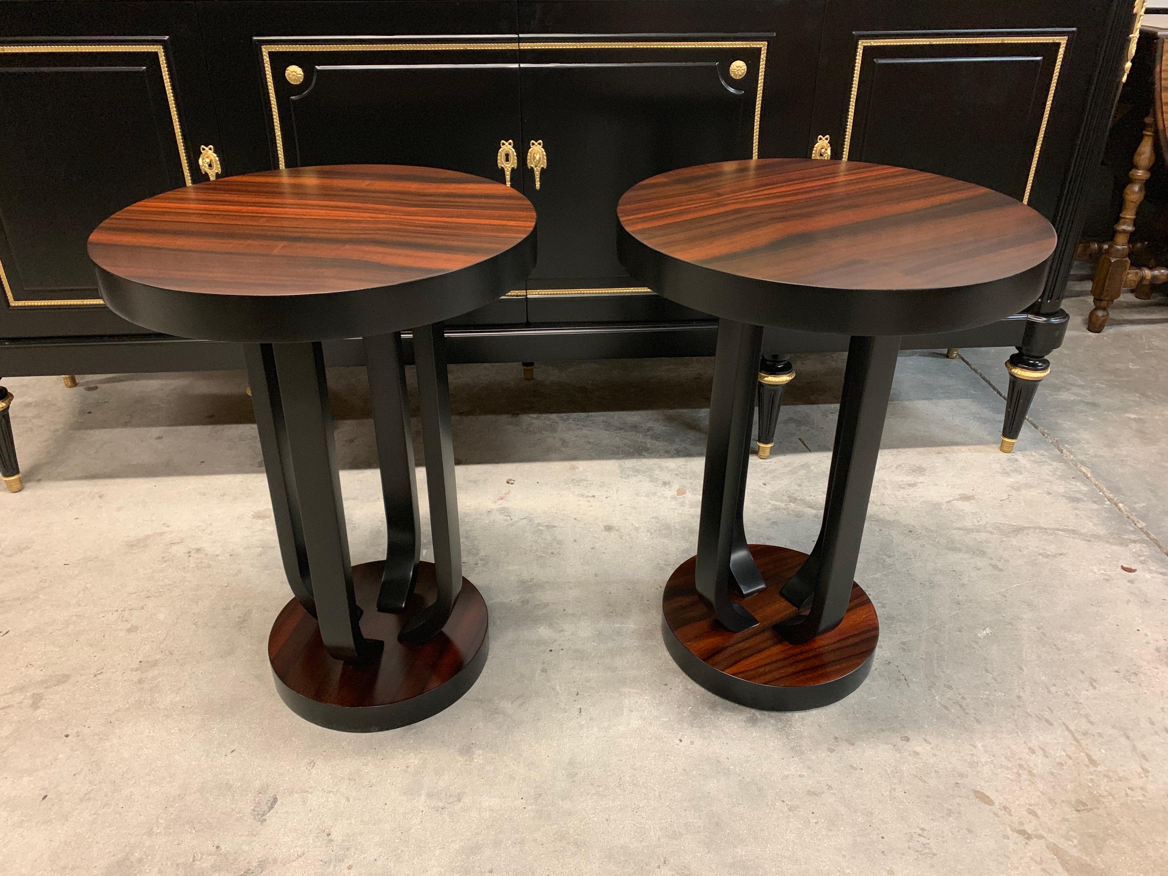 Pair of French Macassar Ebony Side Table or Accent Table 9