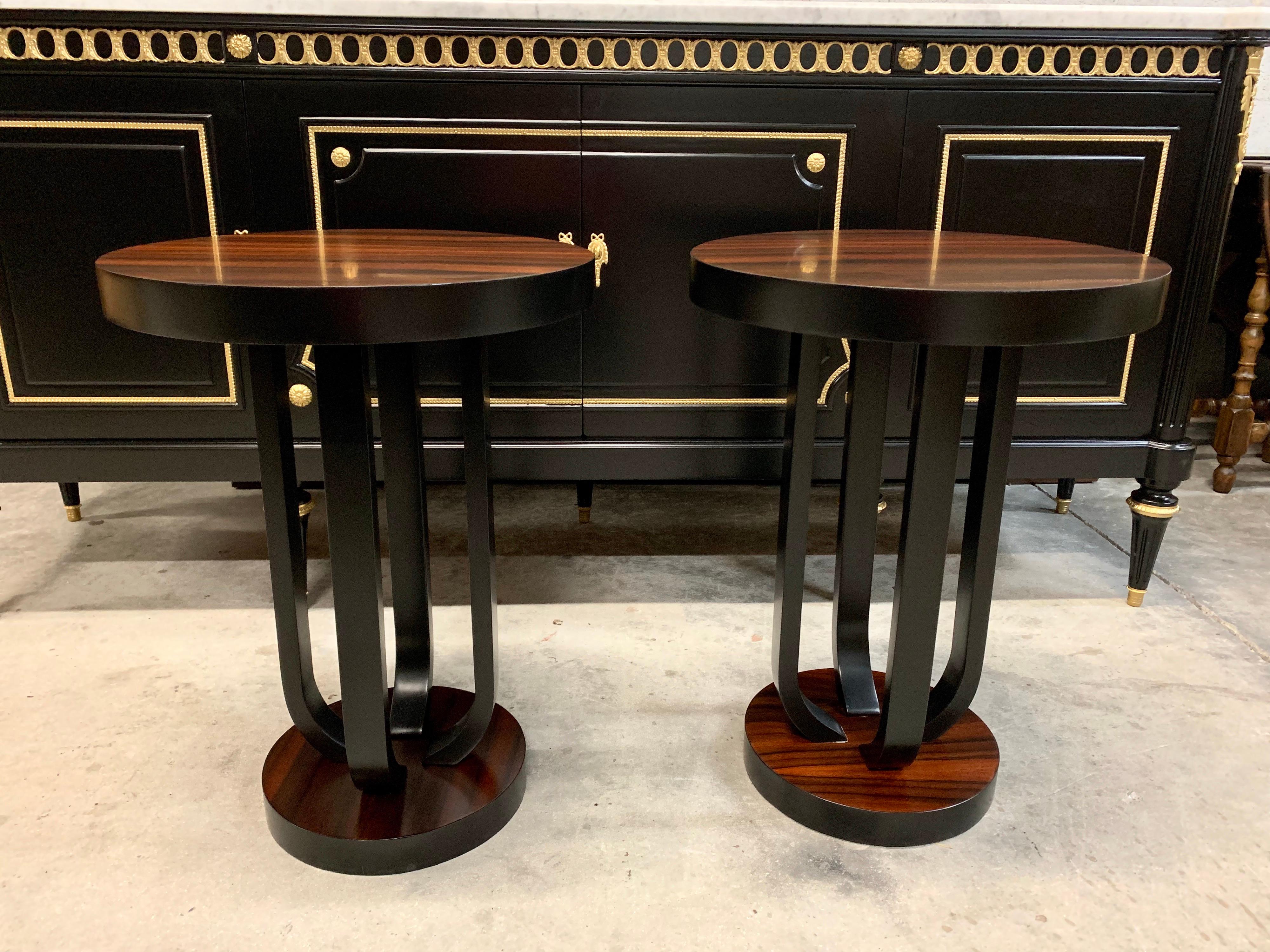 Pair of French Macassar Ebony Side Table or Accent Table 10