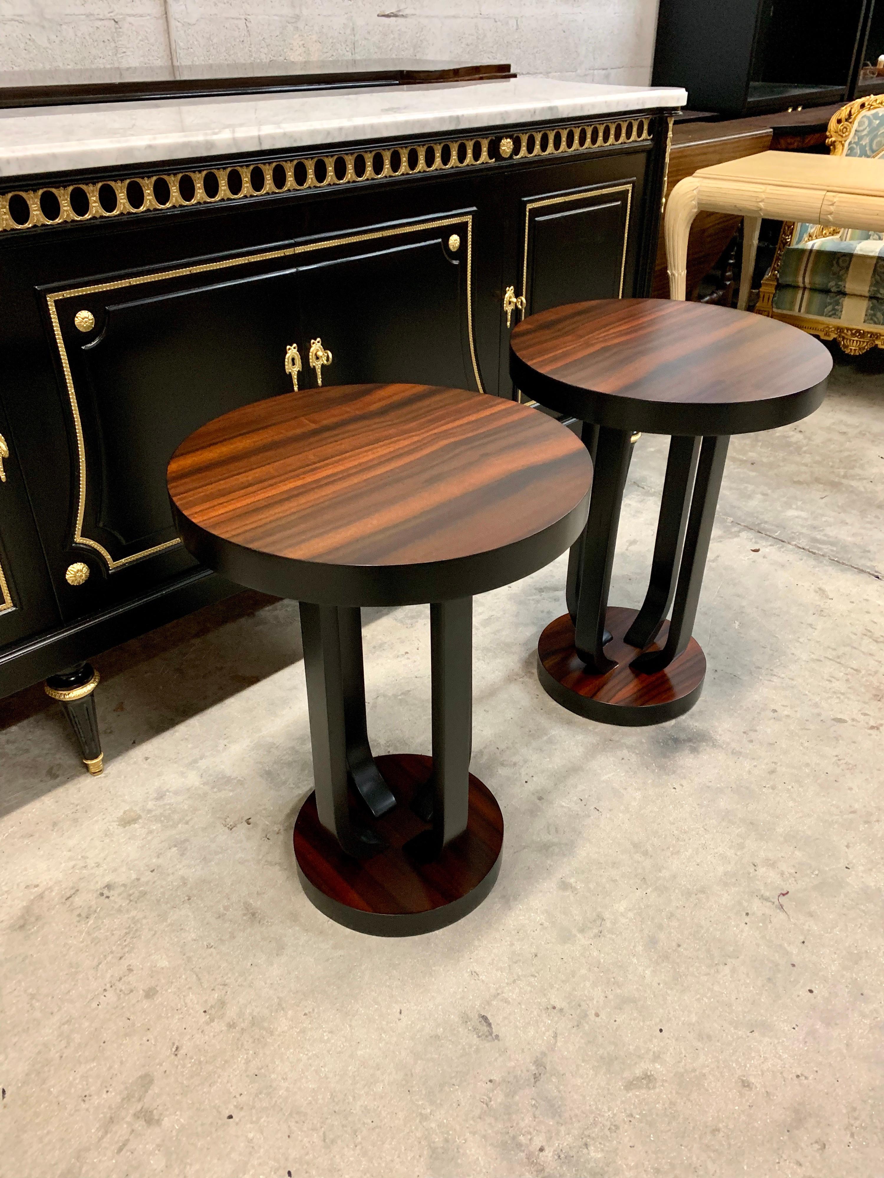 Pair of French Macassar Ebony Side Table or Accent Table 11