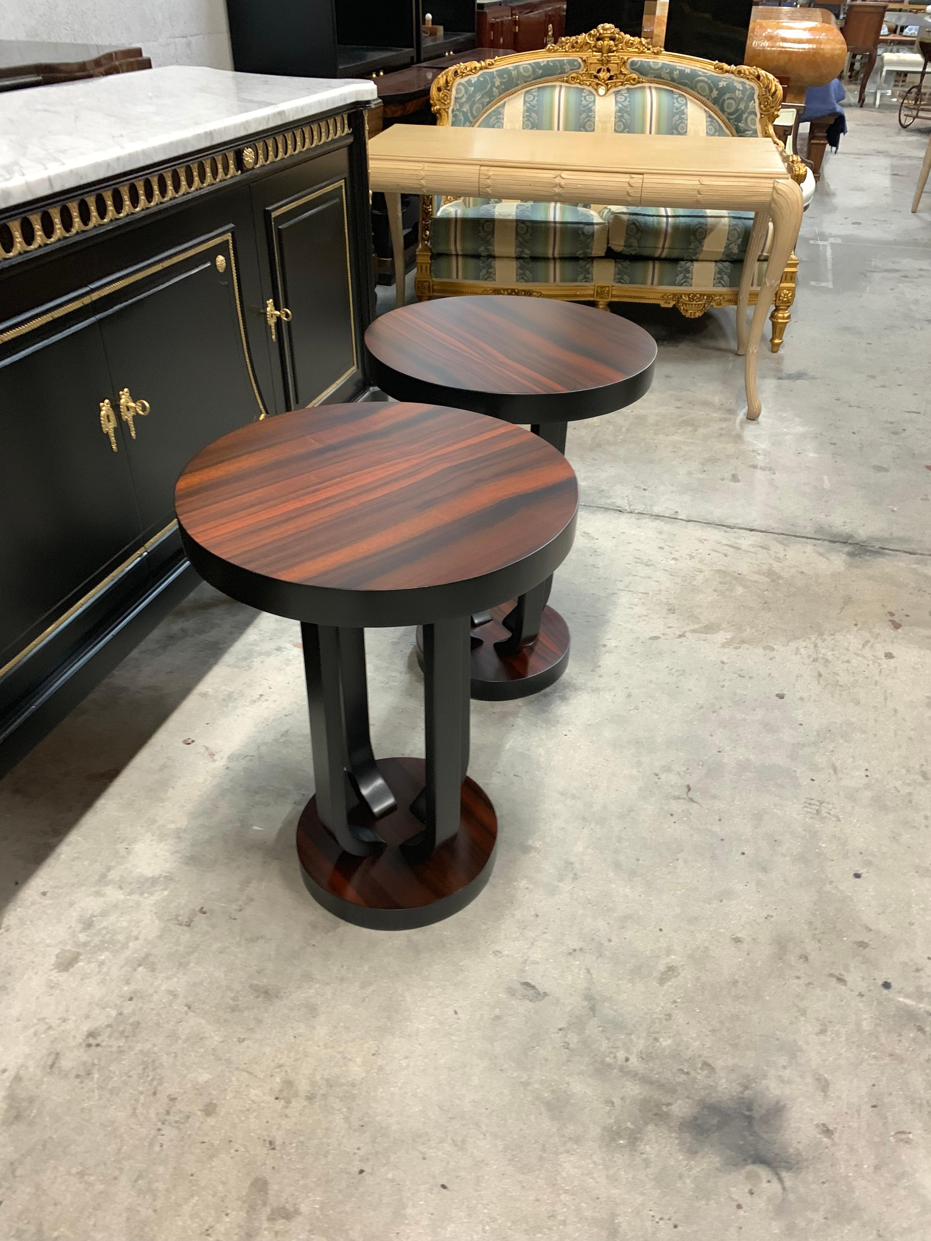 Pair of French Macassar Ebony Side Table or Accent Table 1