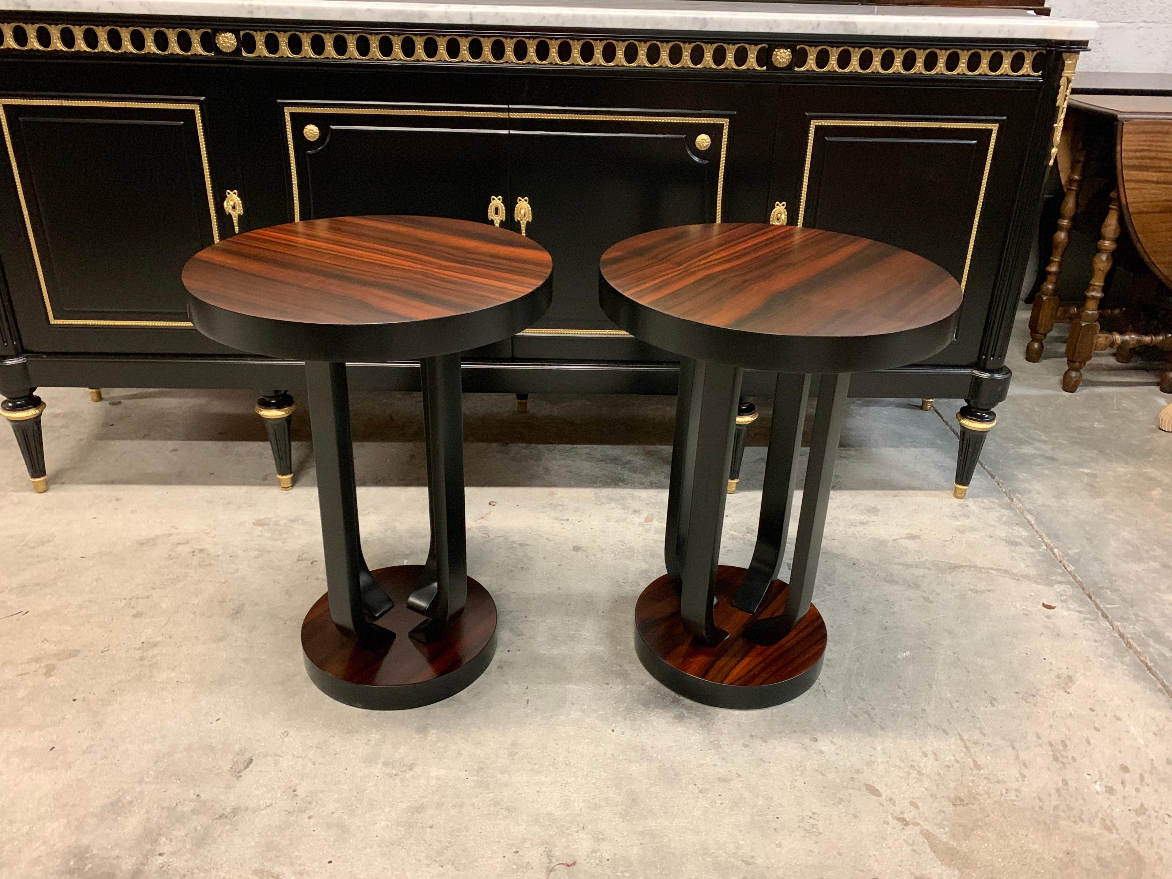 Pair of French Macassar Ebony Side Table or Accent Table 3