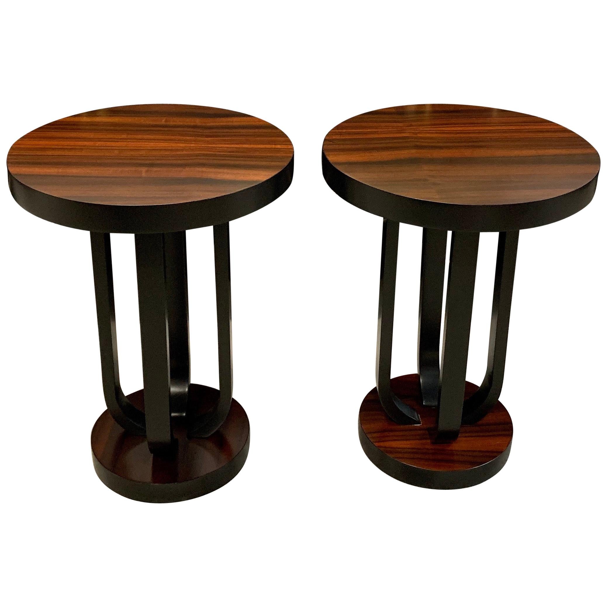 Pair of French Macassar Ebony Side Table or Accent Table