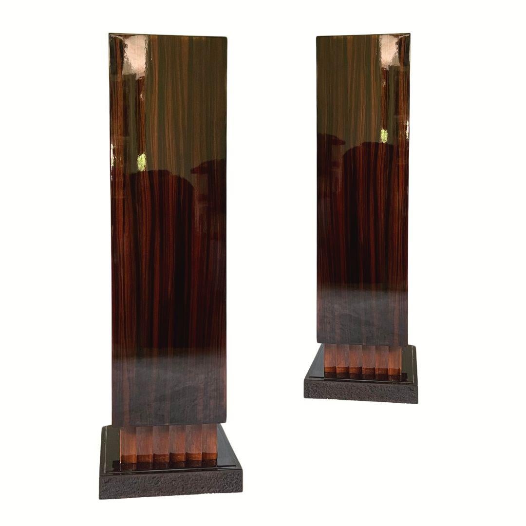 Ebano Coppia di piedistalli in Macassar Art Deco francese, anni '30 in vendita