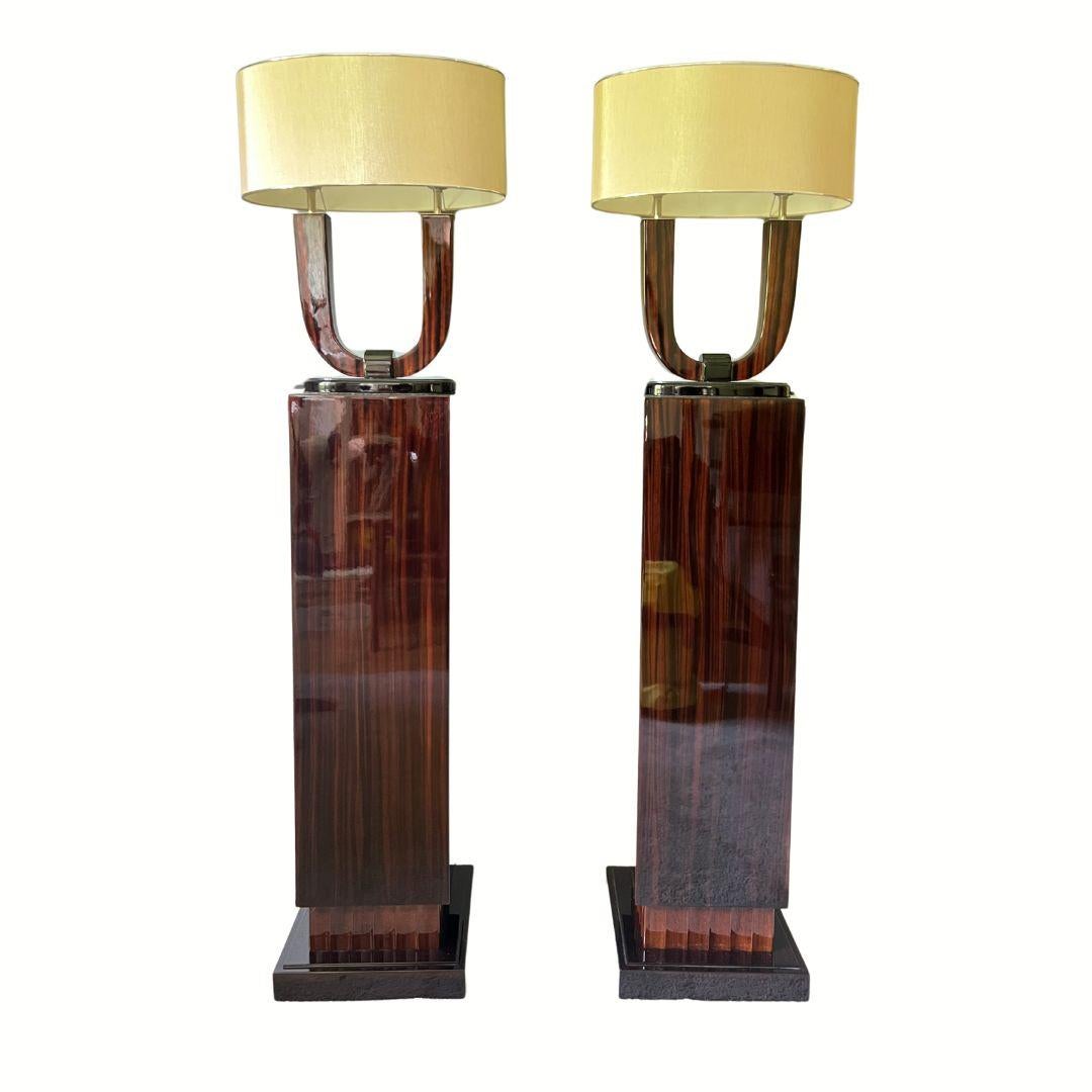 Coppia di piedistalli in Macassar Art Deco francese, anni '30 in vendita 2