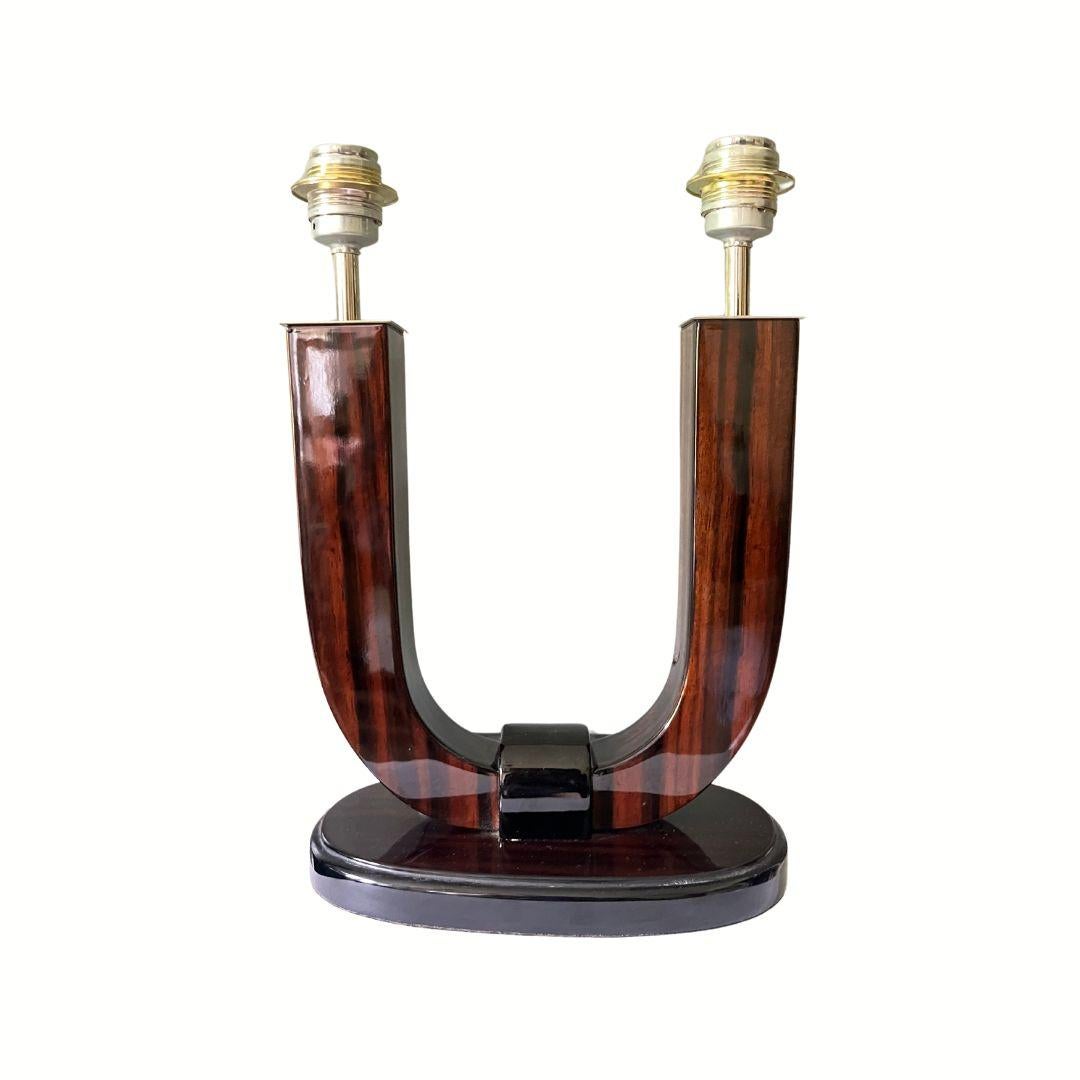 Milieu du XXe siècle Paire de lampes de table Art Déco Macassar, années 1930 en vente