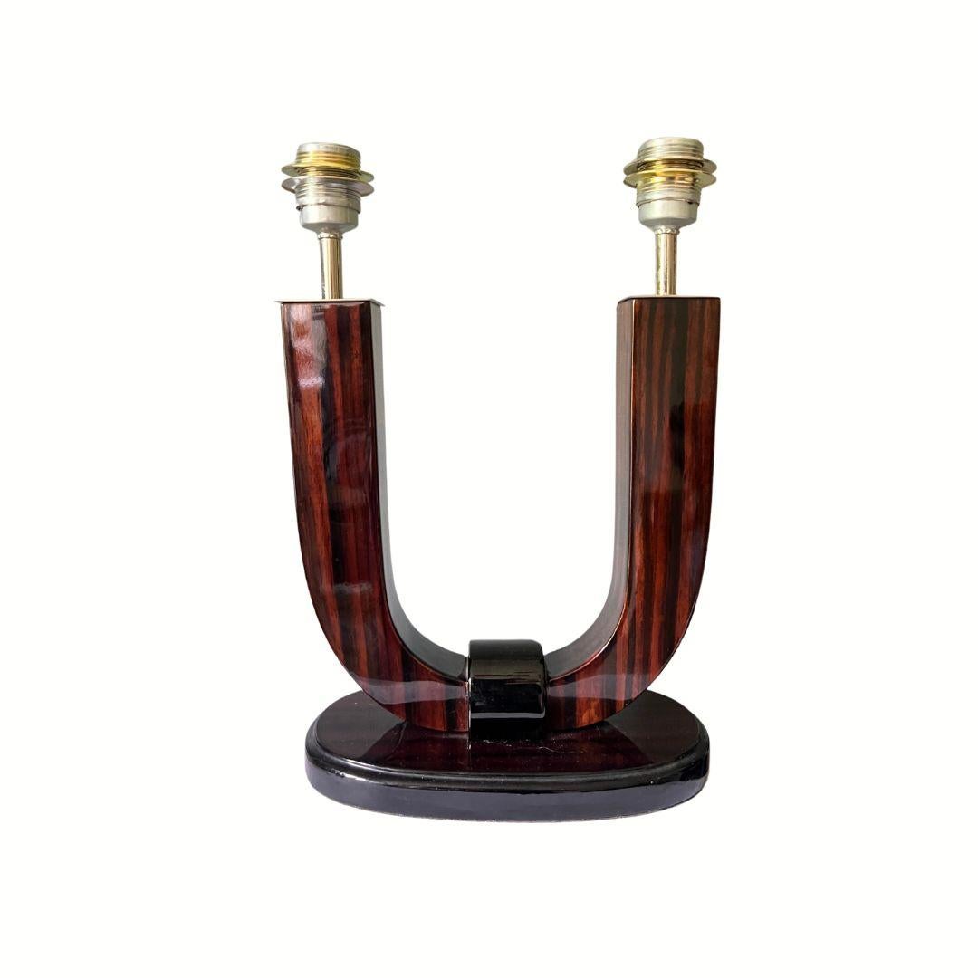 Ébène Paire de lampes de table Art Déco Macassar, années 1930 en vente