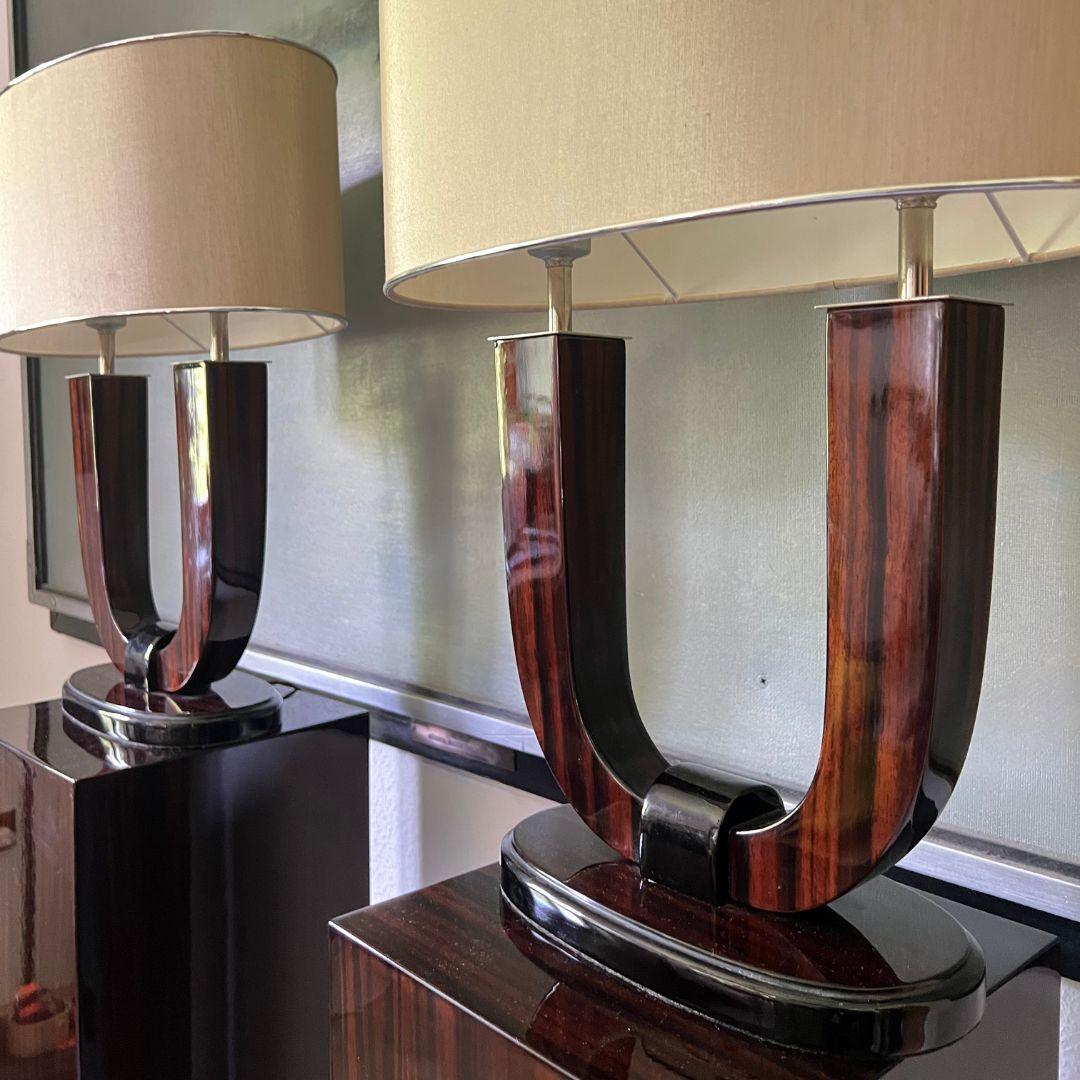 Paire de lampes de table Art Déco Macassar, années 1930 en vente 2